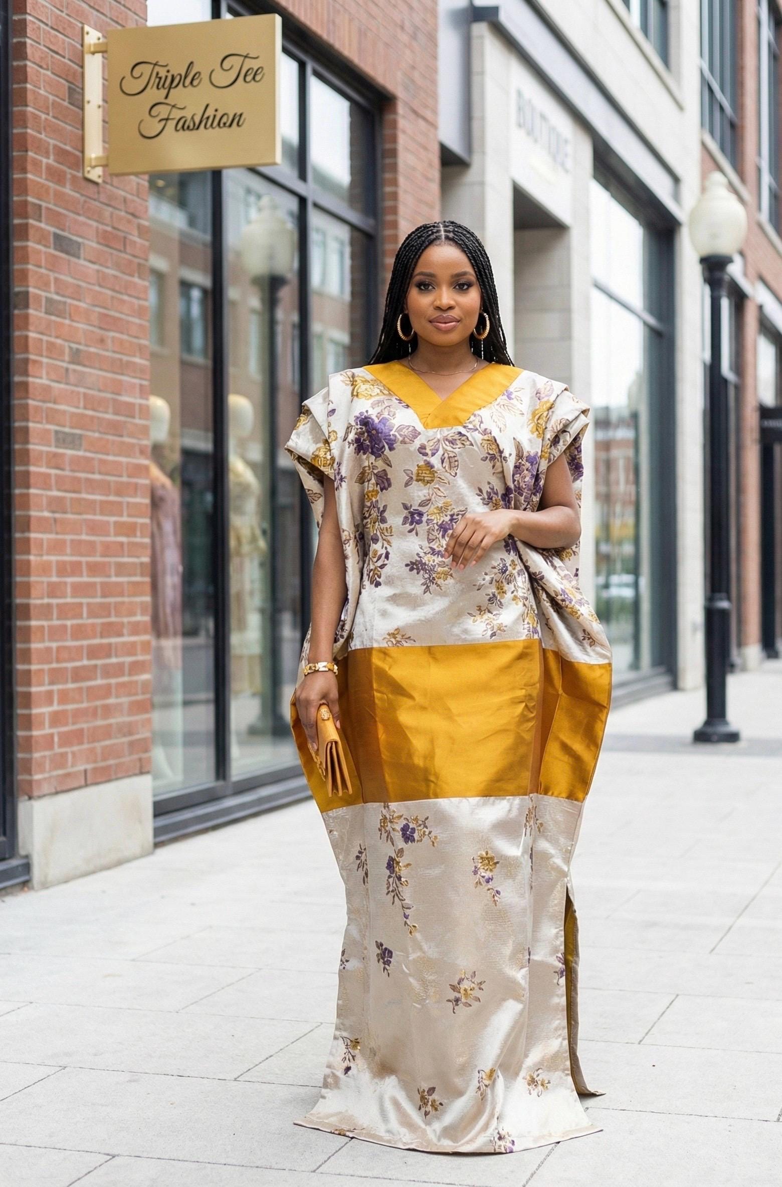 Floral Mikado Brocade Boubou Dress | African Kaftan, Rich Aunty Style