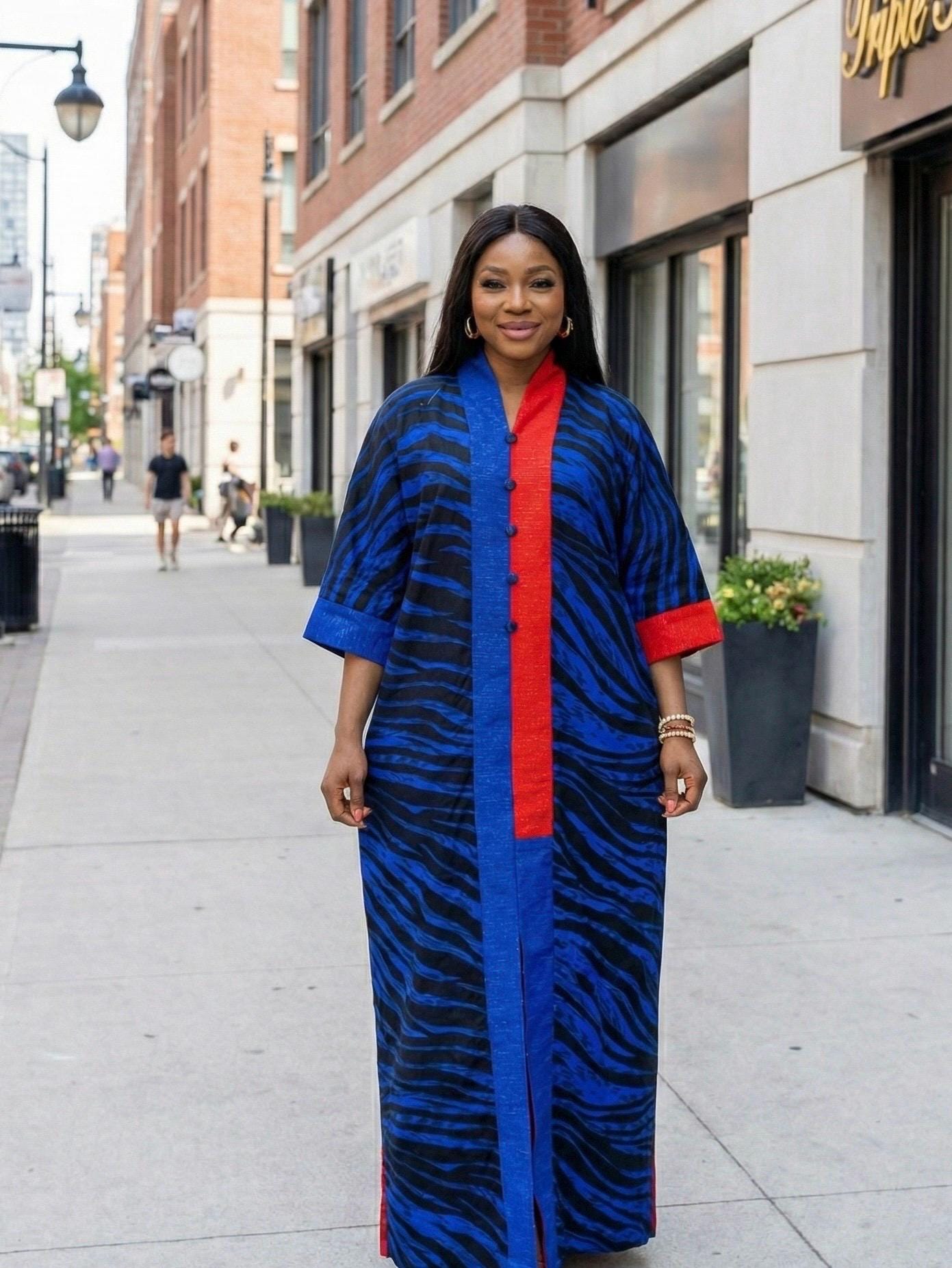 Handmade Ankara Boubou Dress with Headtie | African Kaftan