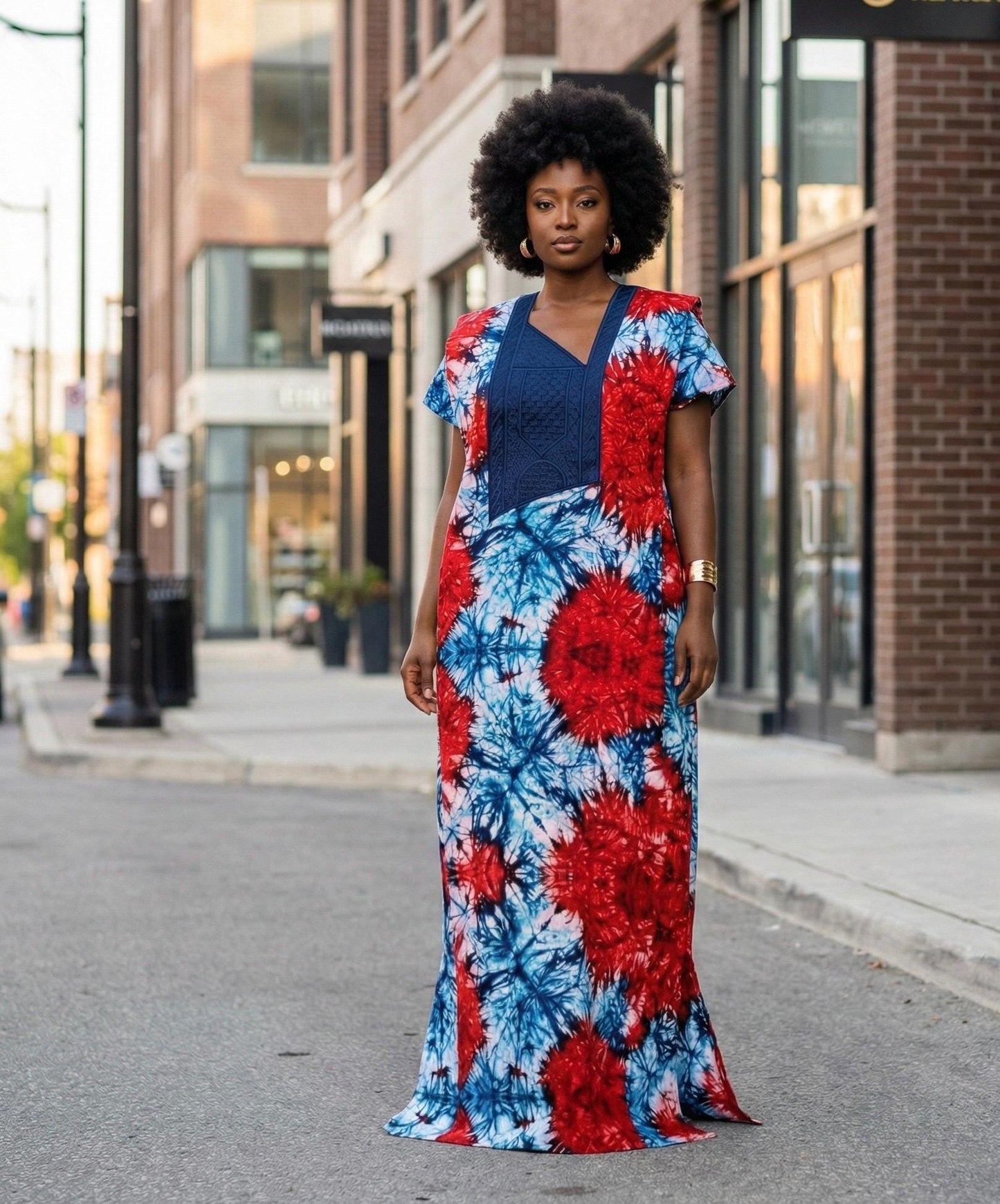 Phoenix Embroidery Ankara Dress | Nigerian Kaftan, Size 12