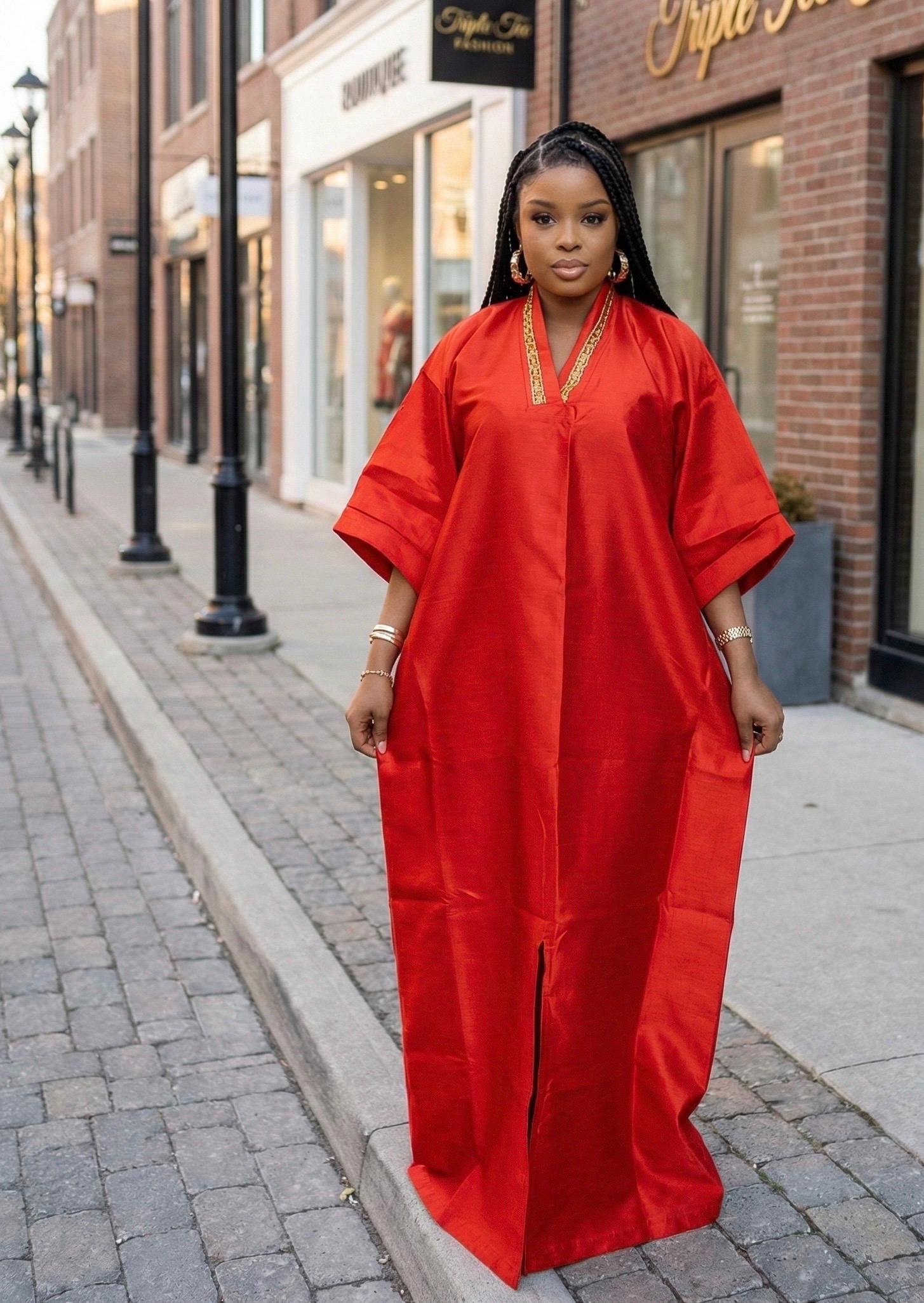 Cotton Mikado Kaftan Dress | Nigerian Ankara Print