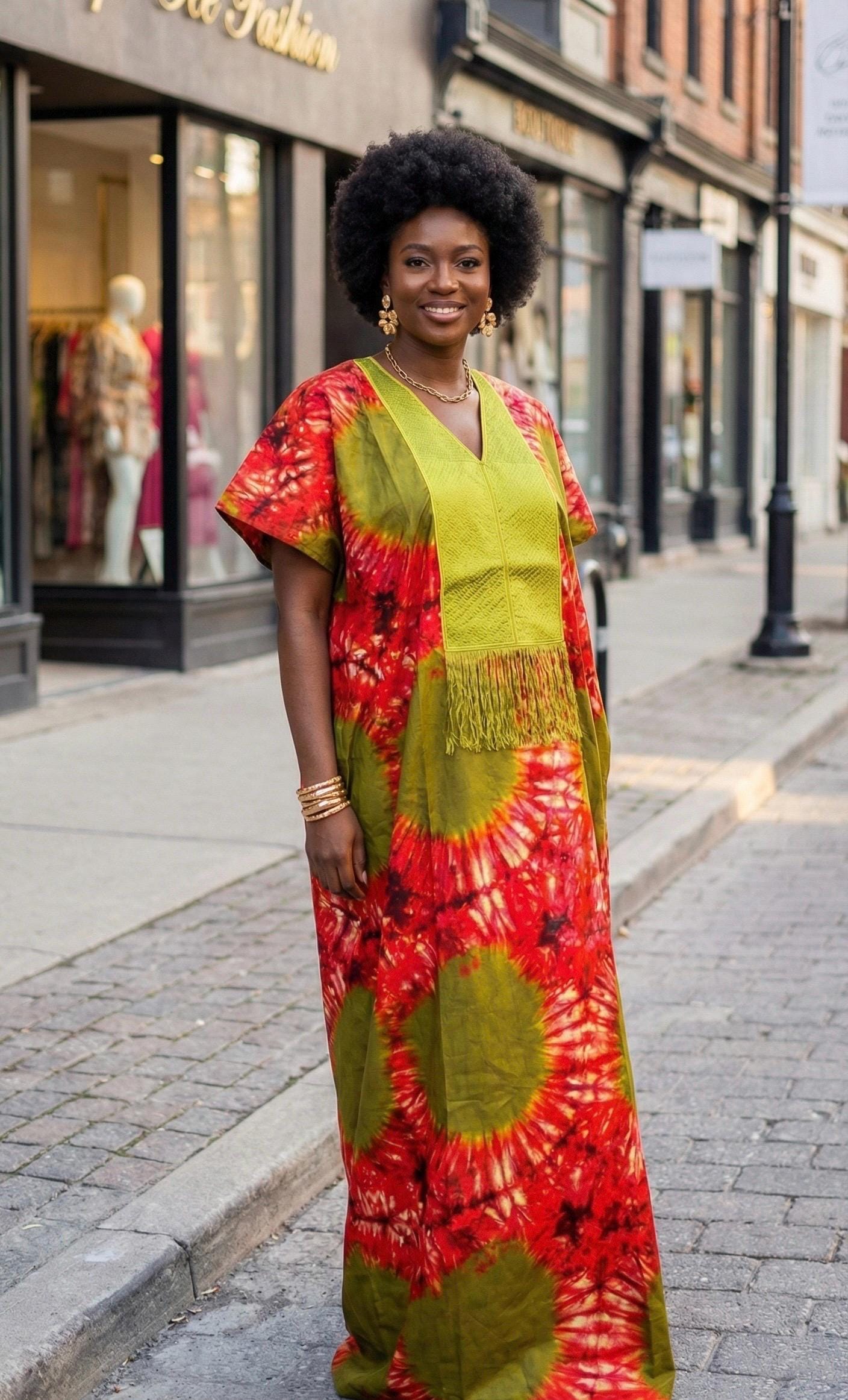 Embroidered Ankara Kaftan Dress | African Print Boubou
