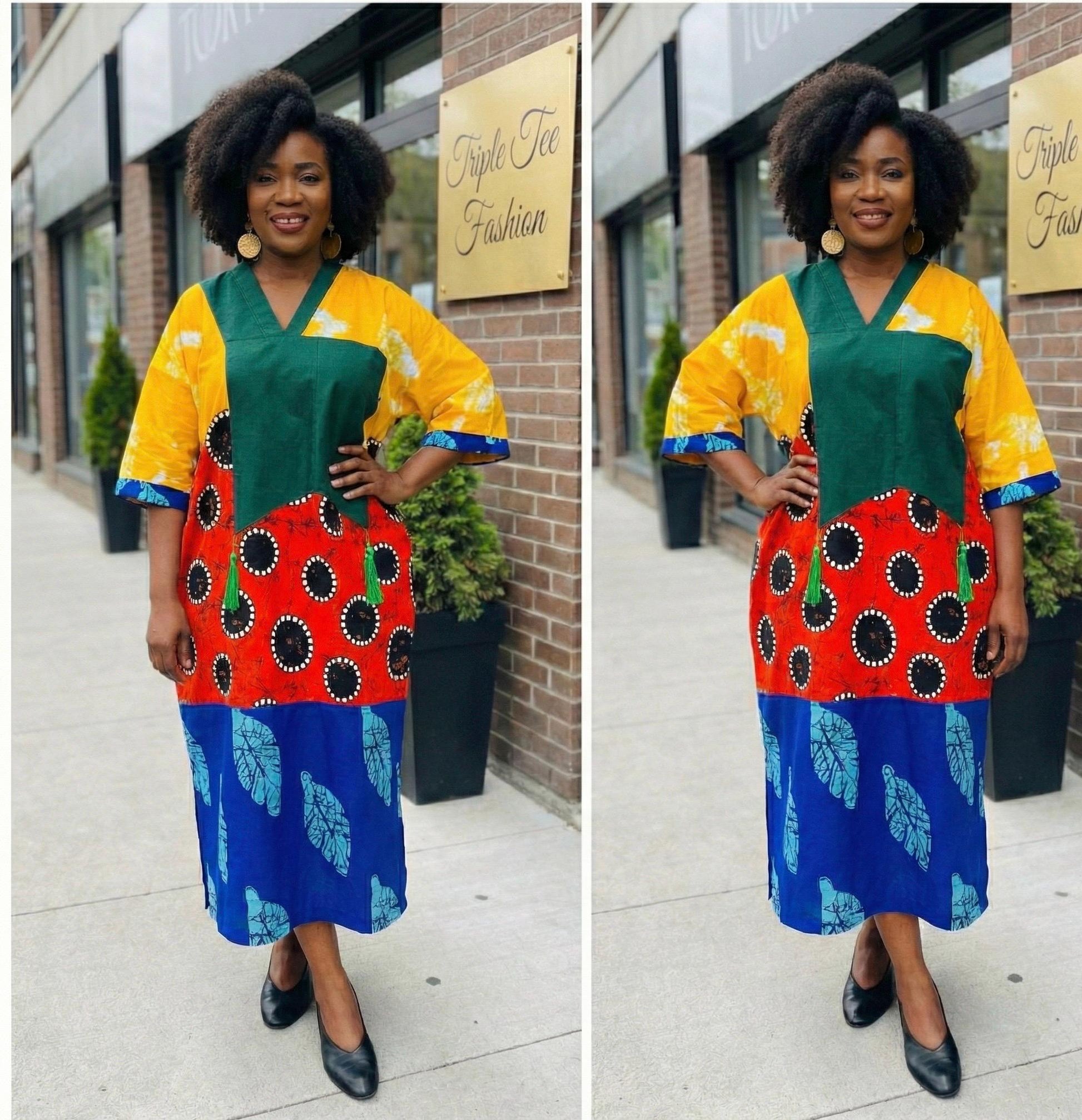 African Ankara Boubou dress| Kaftan| Handmade African print dress | Nigerian made | Tie and Dye | Boubou| Rich aunty| Bubu