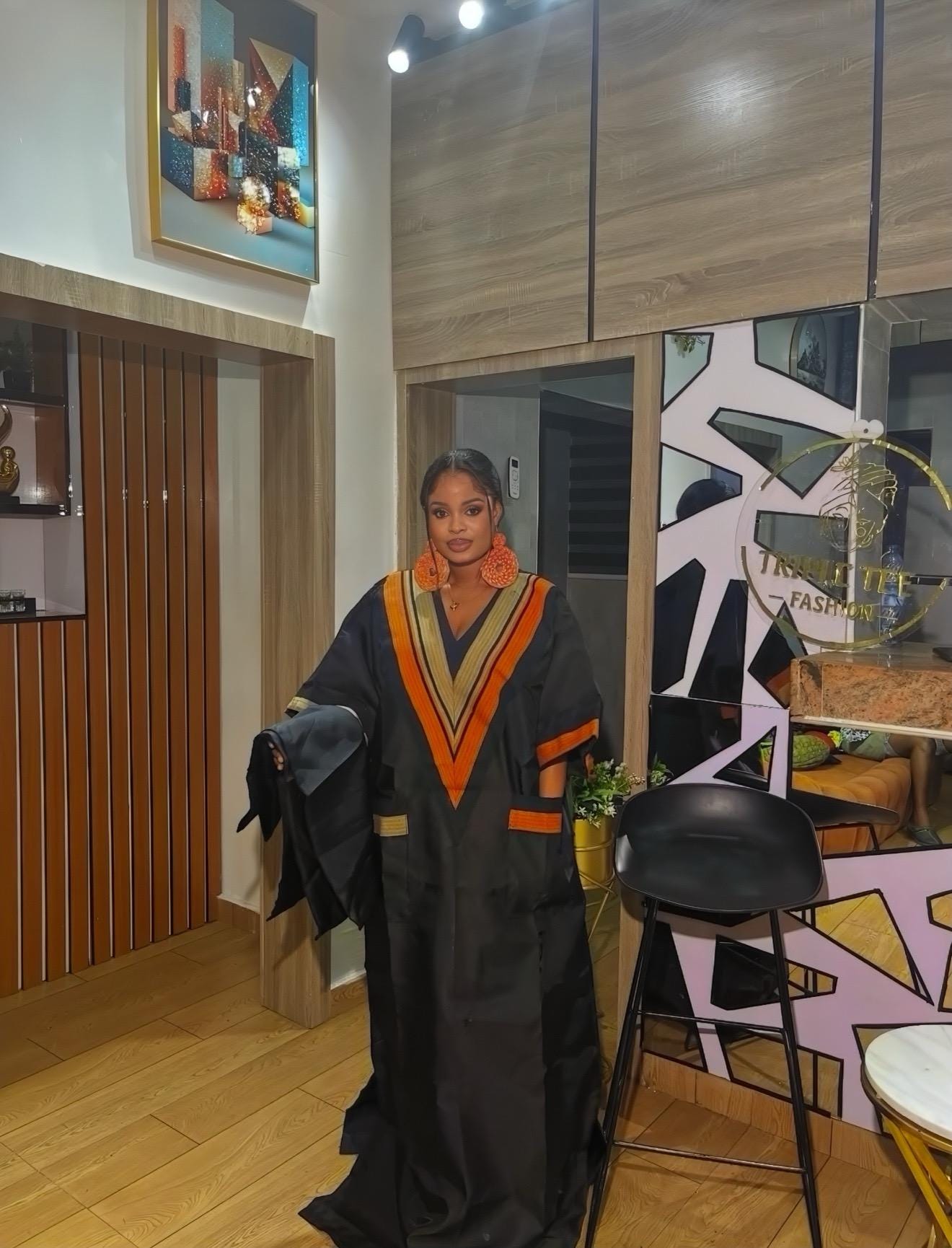 Mikado Boubou Kaftan with Aso Oke Detail | Nigerian Party Dress