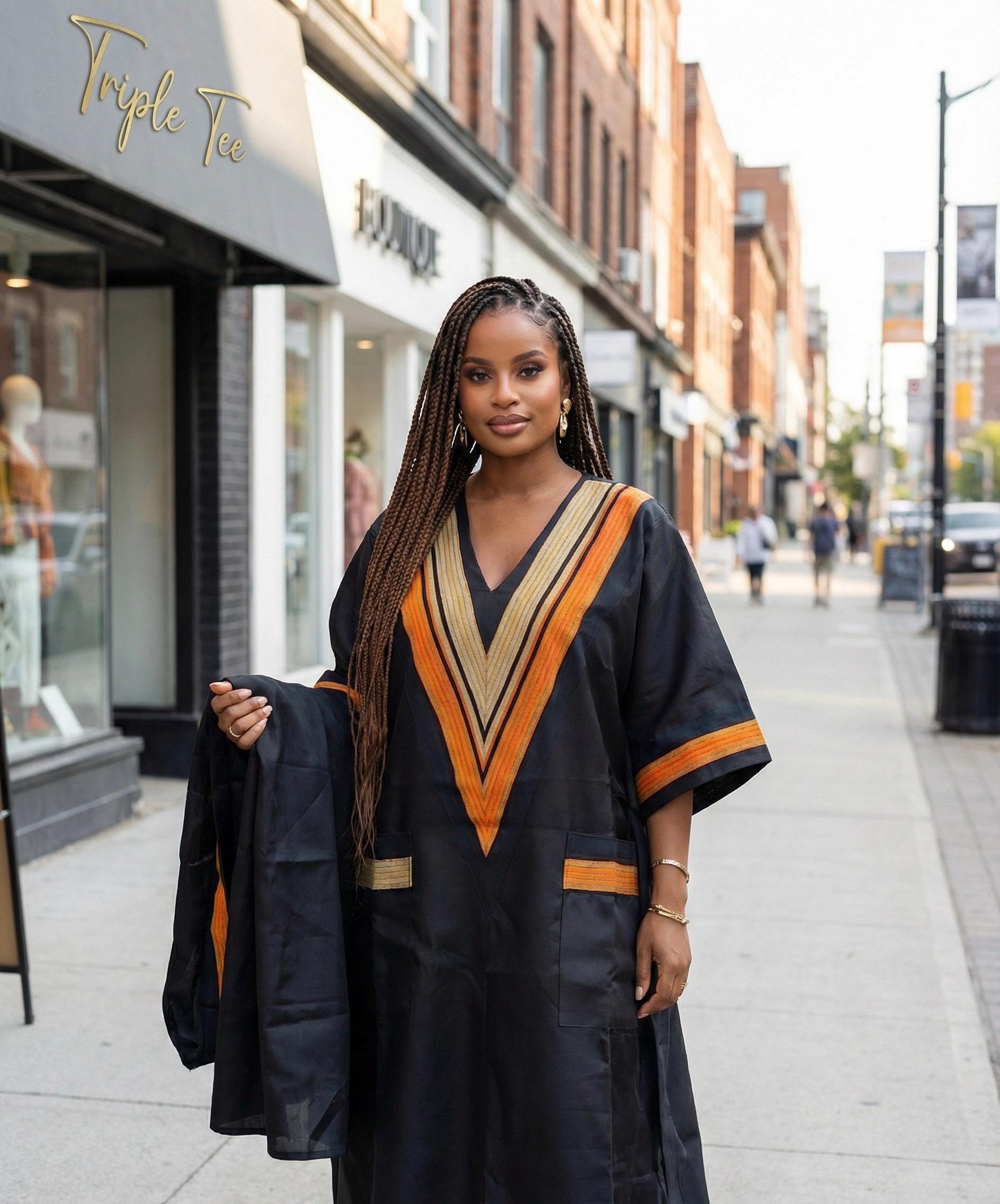 Mikado Boubou Kaftan with Aso Oke Detail | Nigerian Party Dress