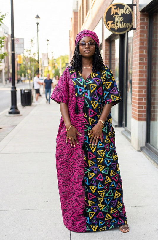 Handmade Ankara Boubou Dress | African Print Cotton Kaftan