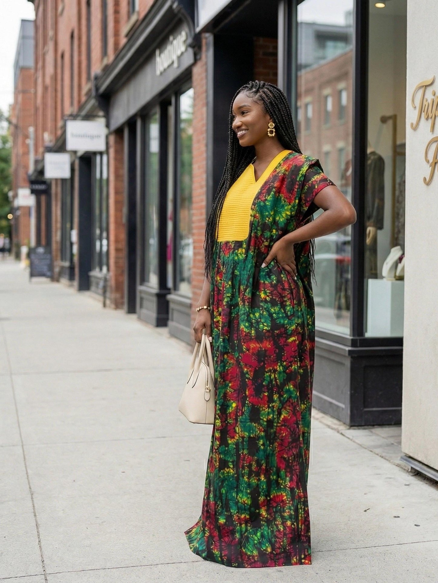 Phoenix Embroidery Ankara Dress | African Print Kaftan Boubou