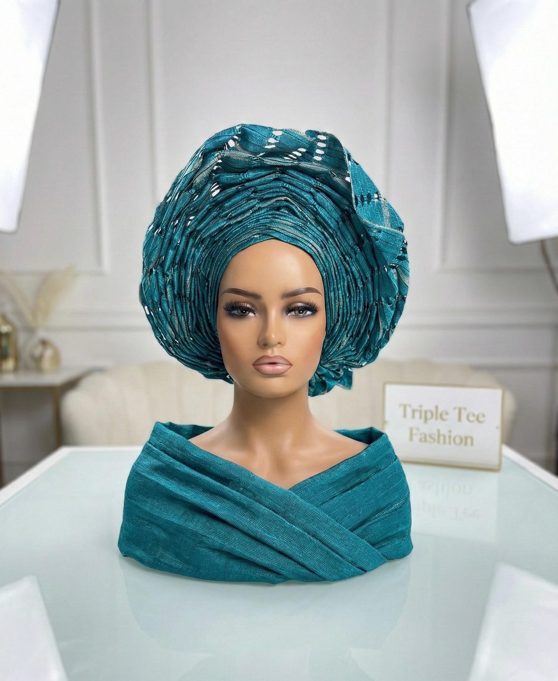 Pretied Aso Oke Gele Headwrap | Ready-to-Wear Nigerian Headtie