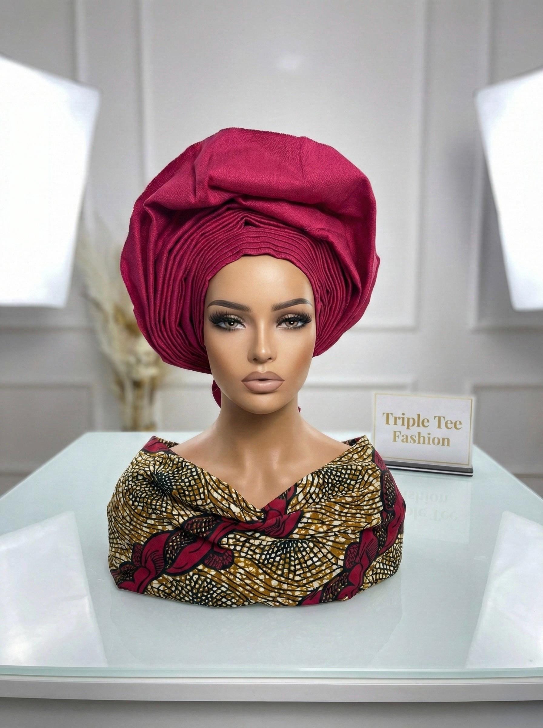 Pretied Aso Oke Gele | Ready-to-Wear Nigerian Headwrap