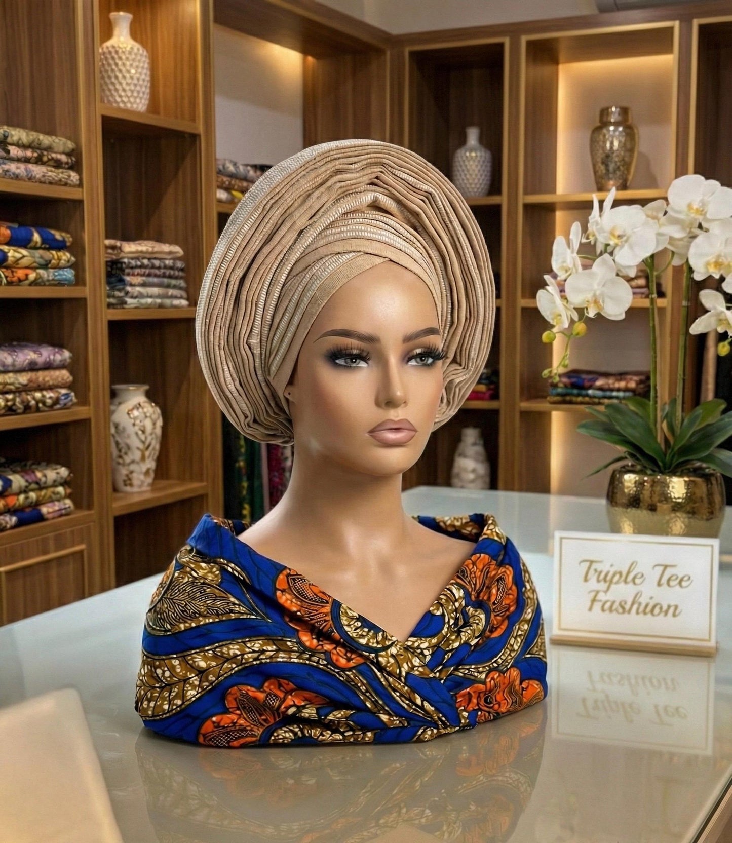 Pretied Aso Oke Gele | Ready-to-Wear Nigerian Headwrap