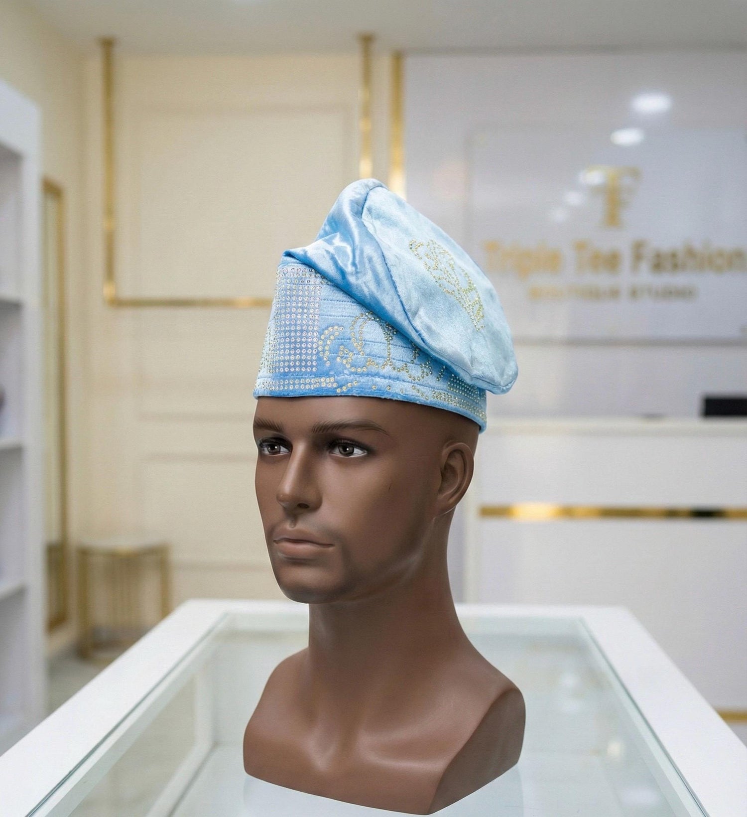 Handmade Velvet Beaded African Men's Cap | Nigerian Wedding