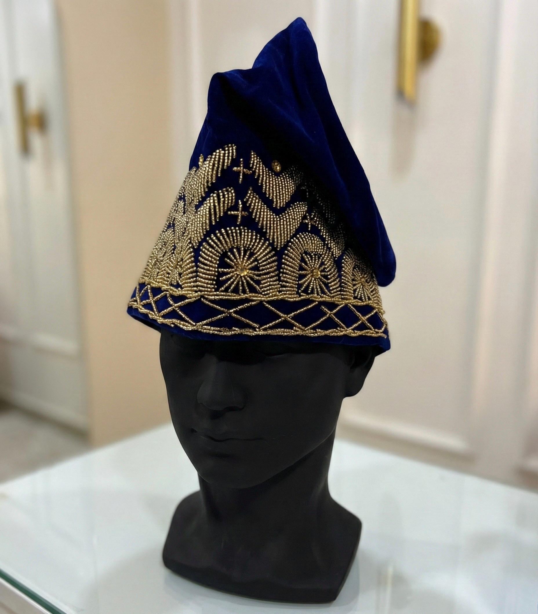 Handmade Velvet Beaded African Men's Cap | Nigerian Wedding