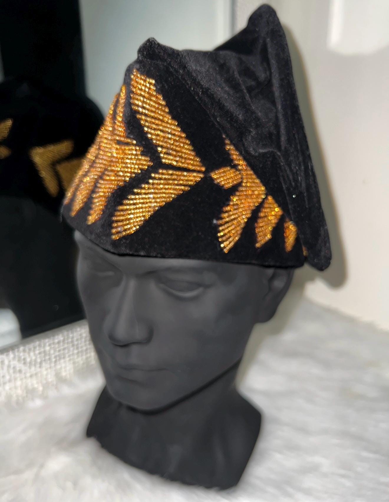 Handmade Velvet Beaded African Men's Cap | Nigerian Wedding