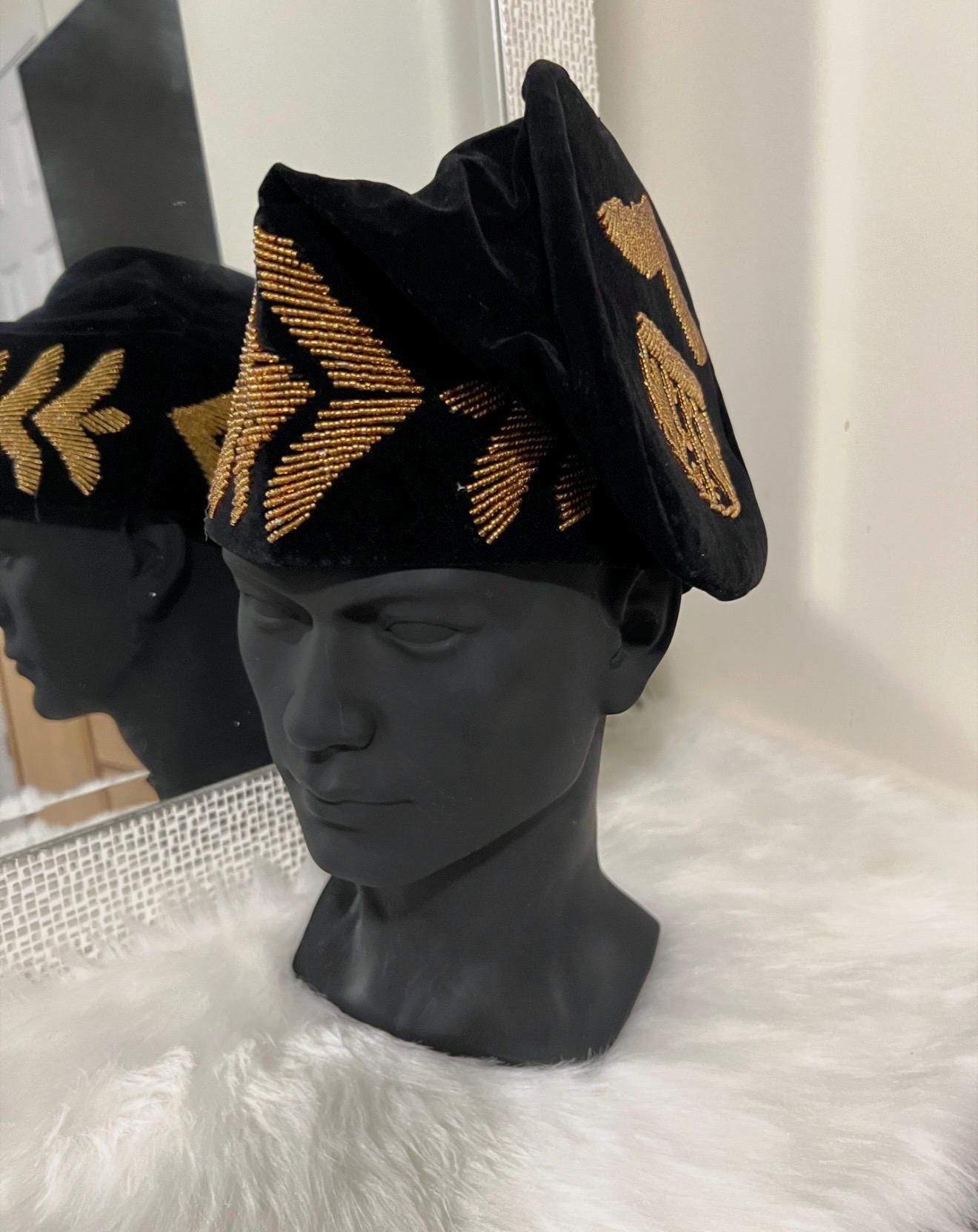 Handmade Velvet Beaded African Men's Cap | Nigerian Wedding