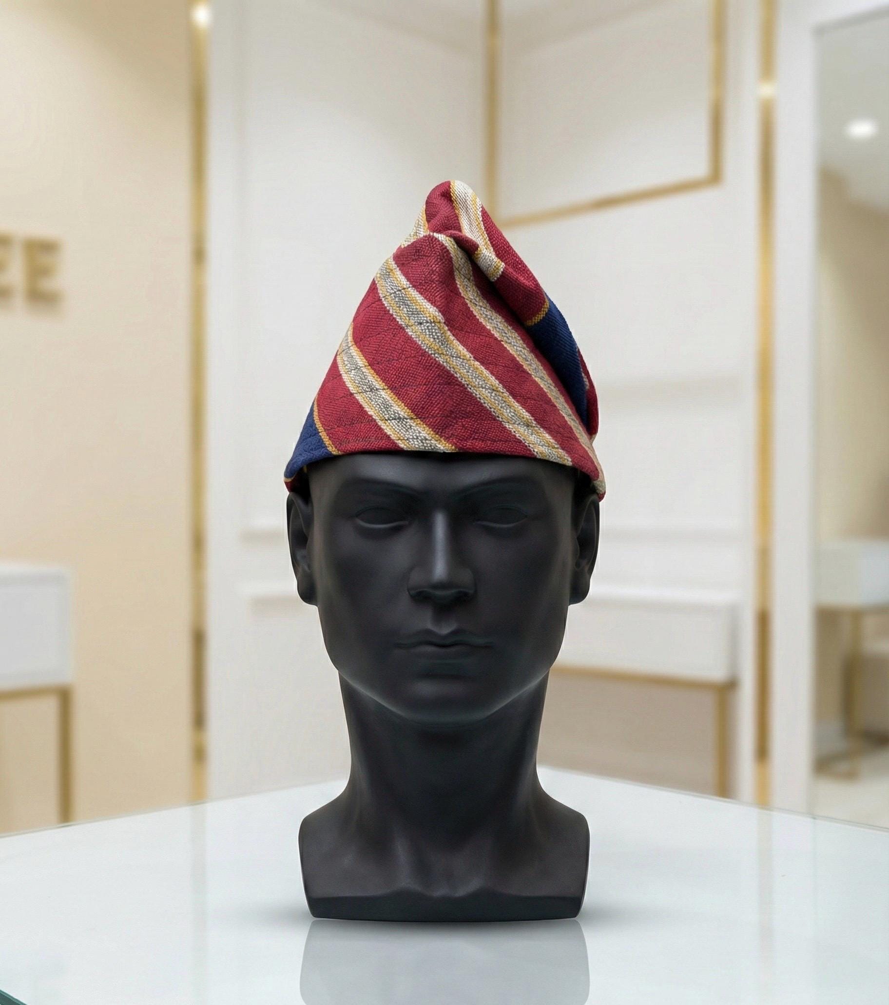 African men Aso Oke Cap | Fila Ijebu, Nigerian Men's Hat (23.5 inches)