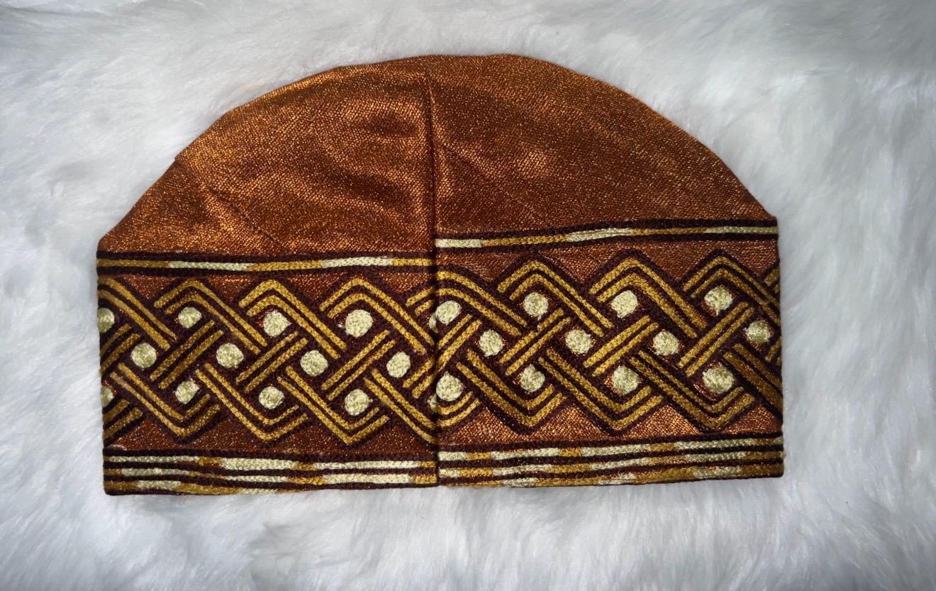African men Aso Oke Cap | Fila Ijebu, Nigerian Men's Hat (22.5 inches)