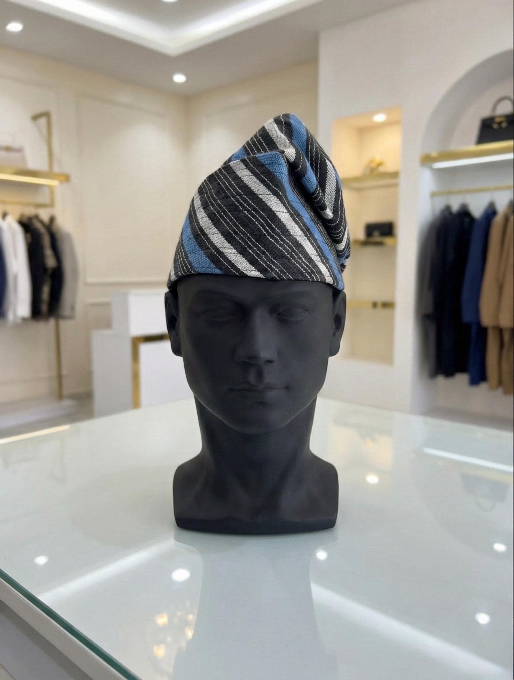 African men Aso Oke Cap | Fila Ijebu, Nigerian Men's Hat (23 inches)