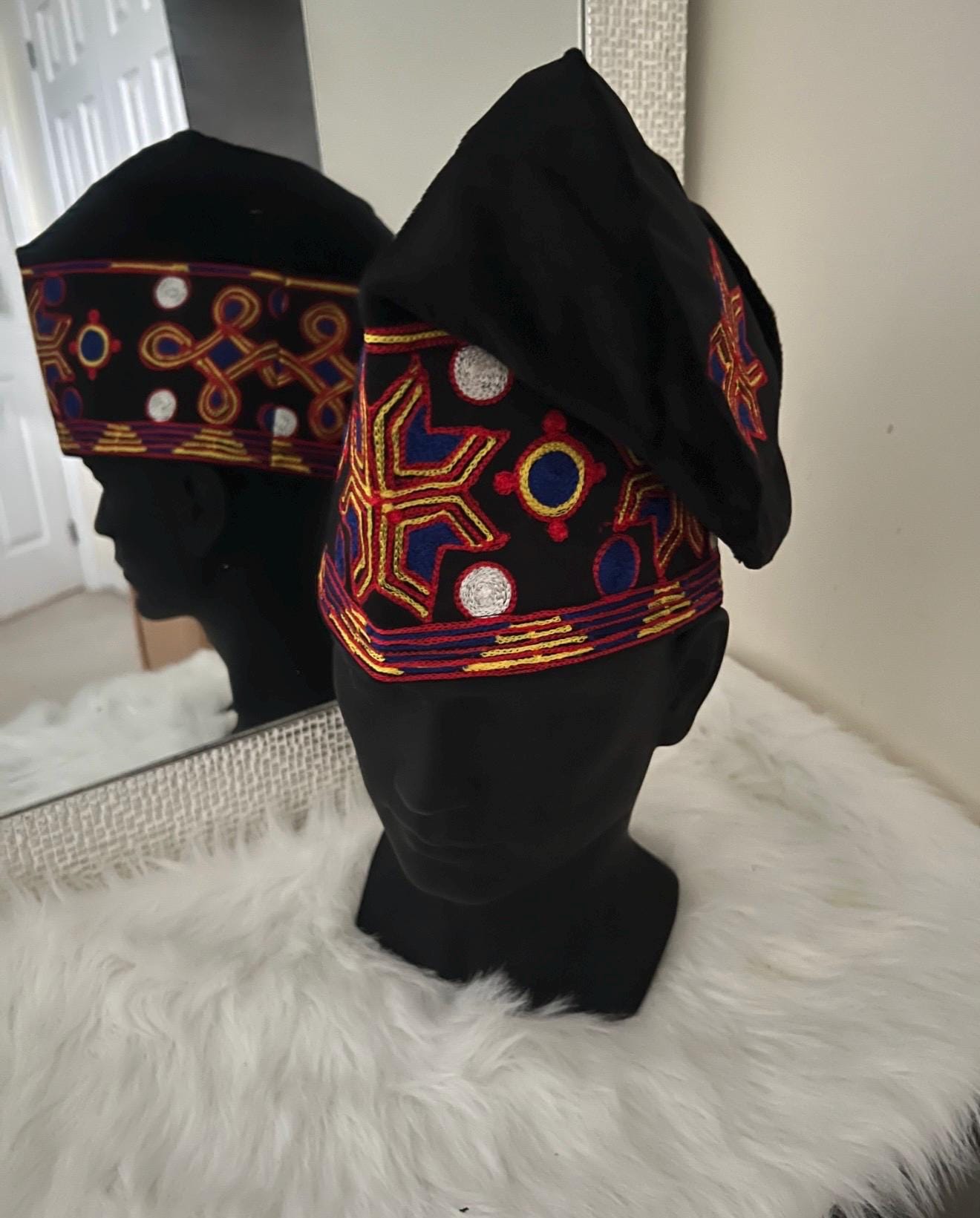 Embroidered Velvet Aso Oke Cap | Nigerian Fila Ijebu