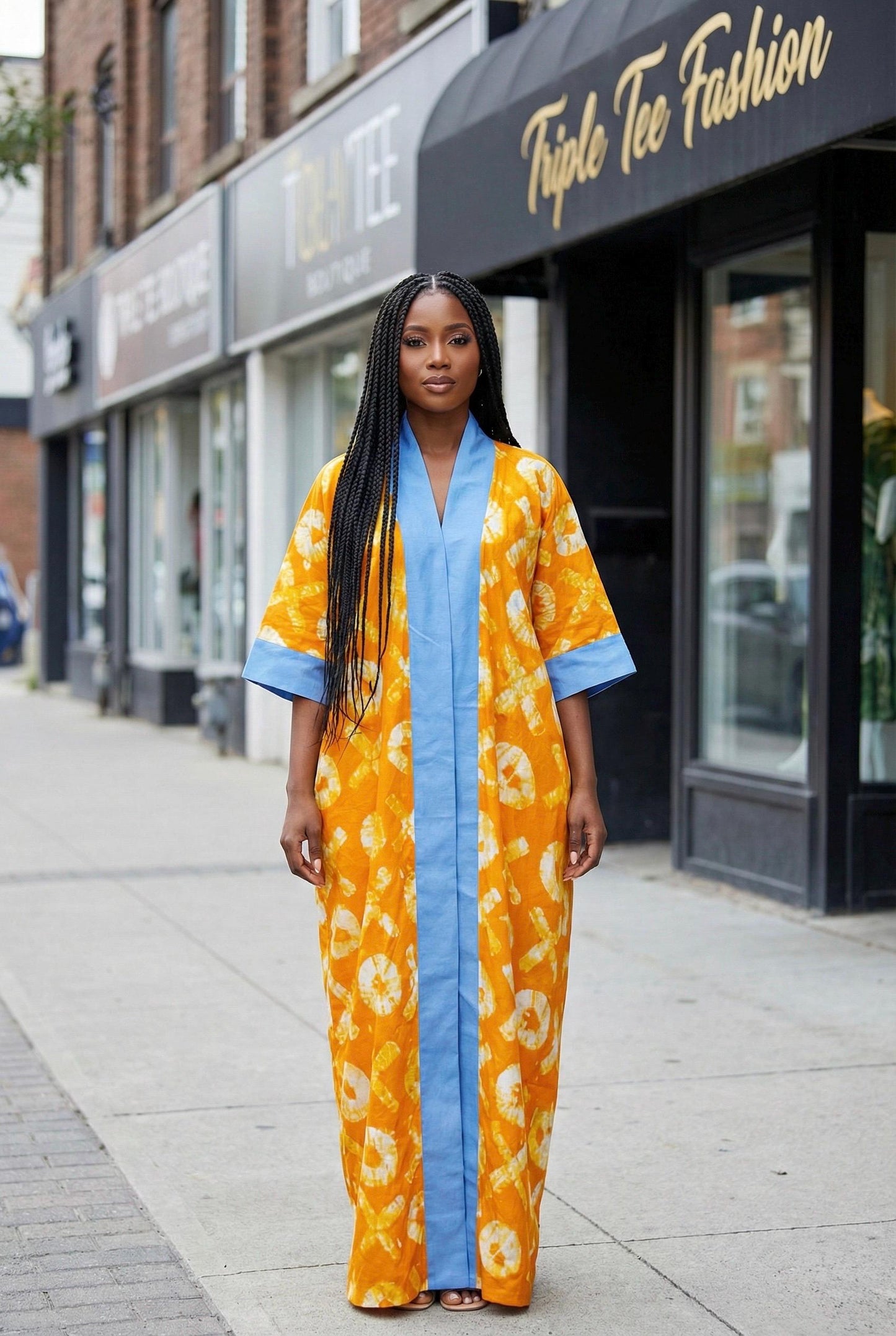 Ankara Cotton Kaftan Dress | Nigerian Bubu Gown, Matching Scarf