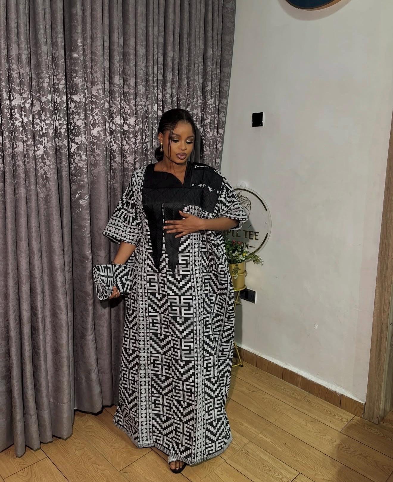 Authentic Akwete Boubou with Tinko Embroidery – One Size Fits All
