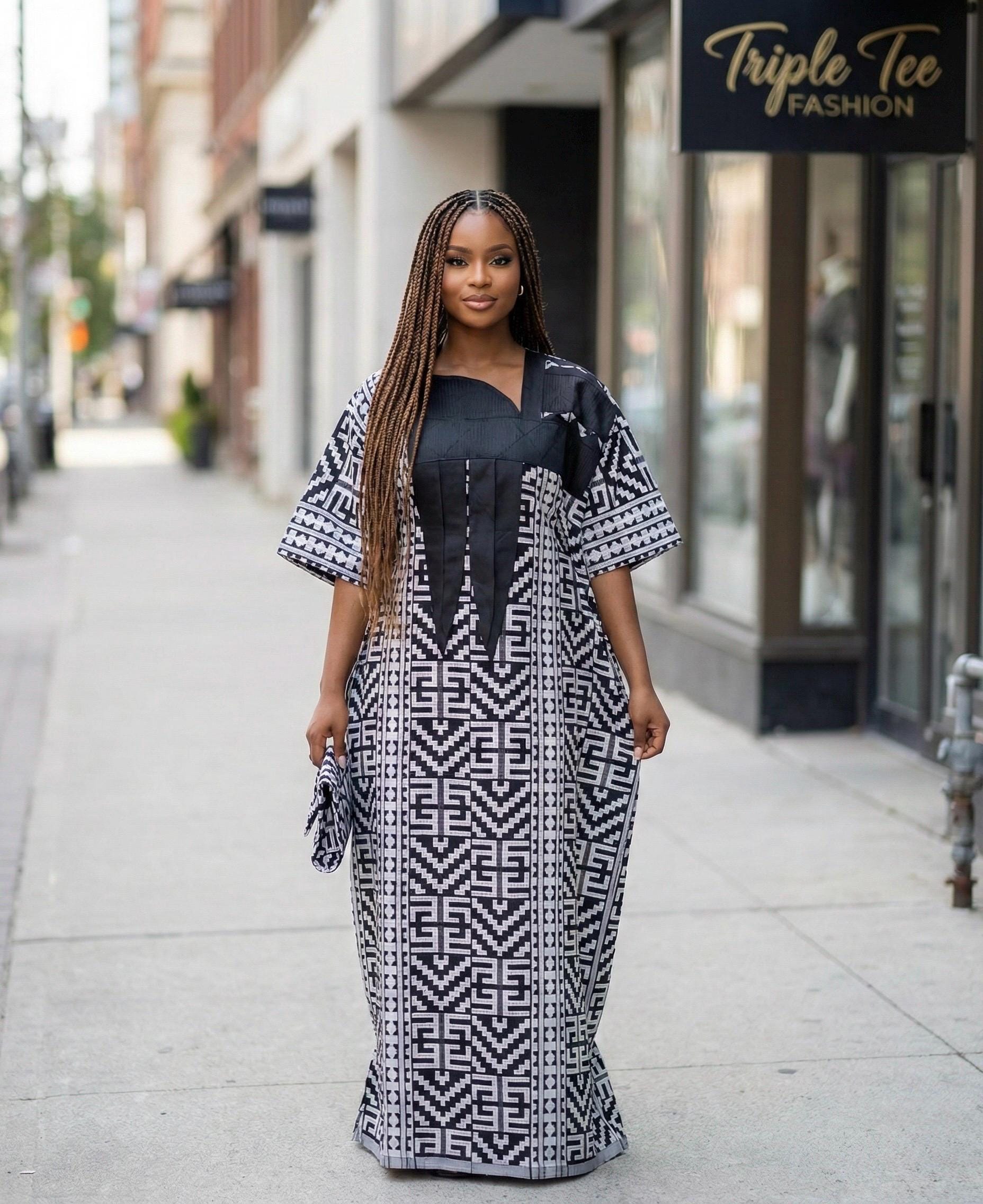 Authentic Akwete Boubou with Tinko Embroidery – One Size Fits All