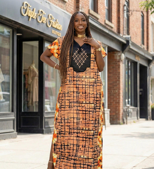 Ankara Dress | Phoenix Embroidery African Print Kaftan