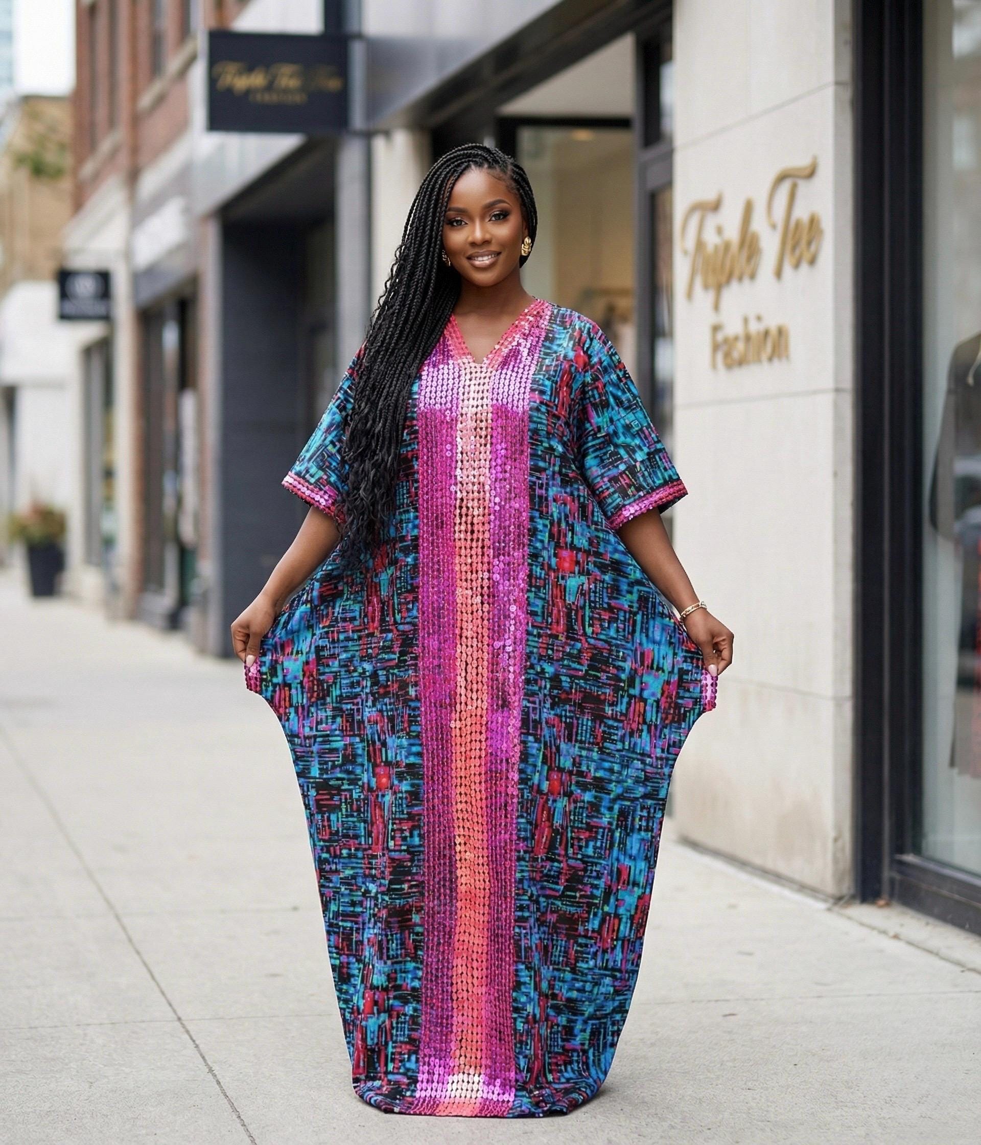 Handmade Ankara Beaded Boubou Dress | African Kaftan