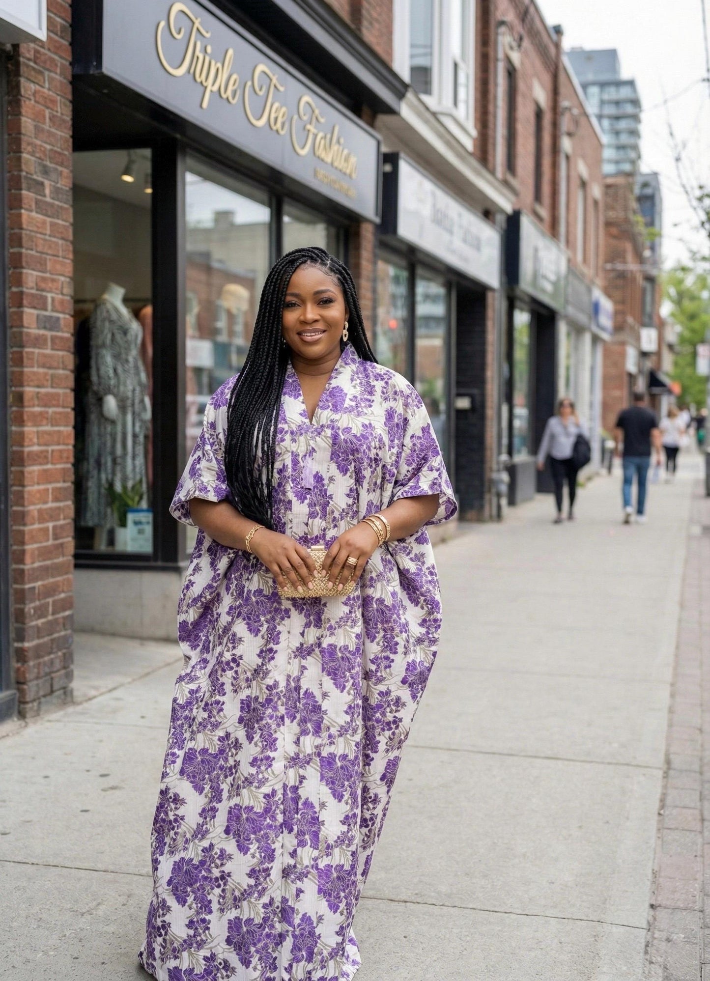 Floral Brocade Boubou Dress | 'Rich Aunty' Kaftan with Scarf