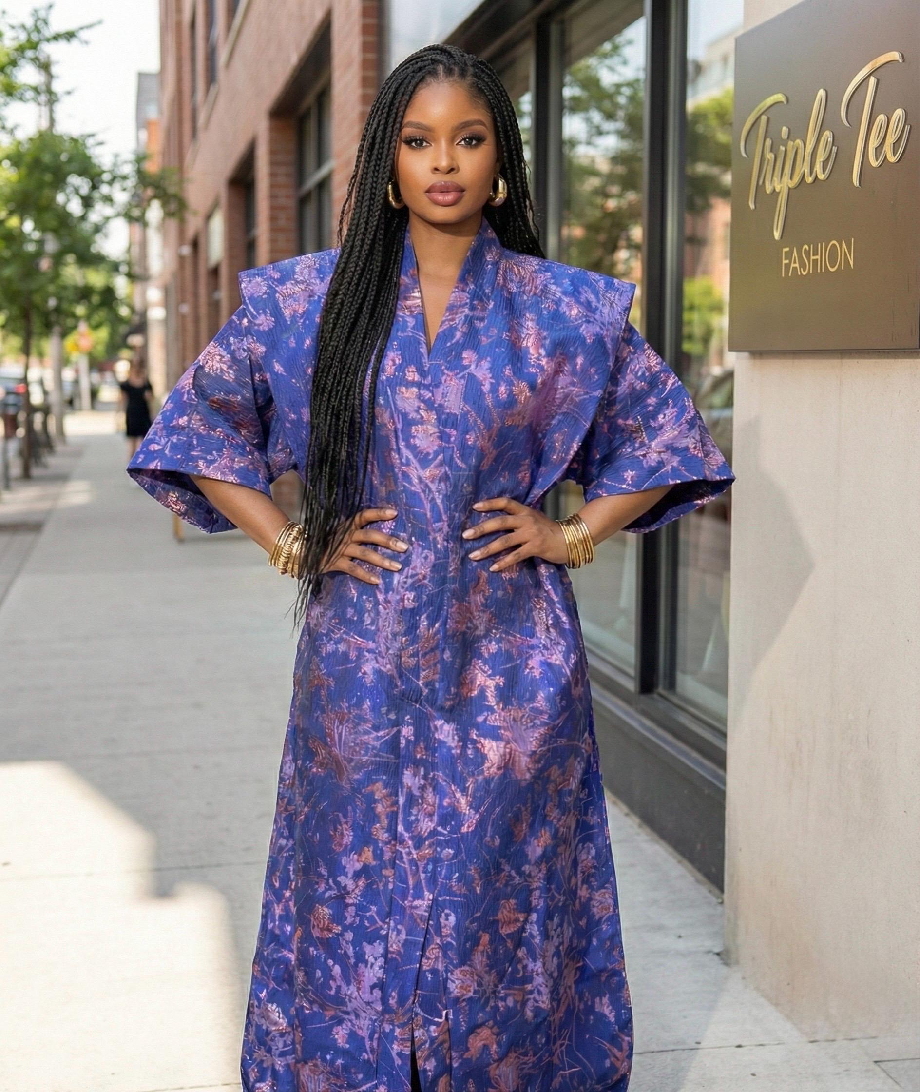European Brocade Boubou Dress | Rich Aunty Style