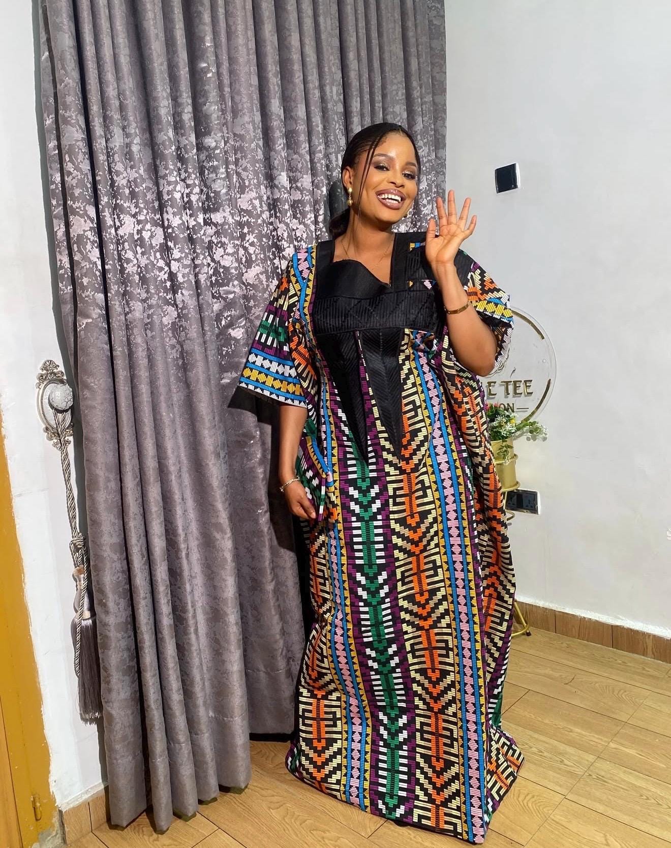Authentic Akwete Boubou with Tinko Embroidery – One Size Fits All