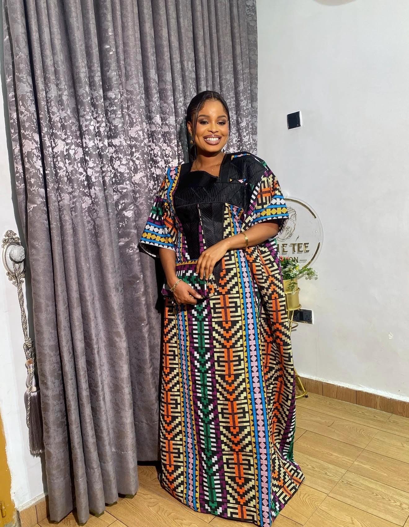 Authentic Akwete Boubou with Tinko Embroidery – One Size Fits All