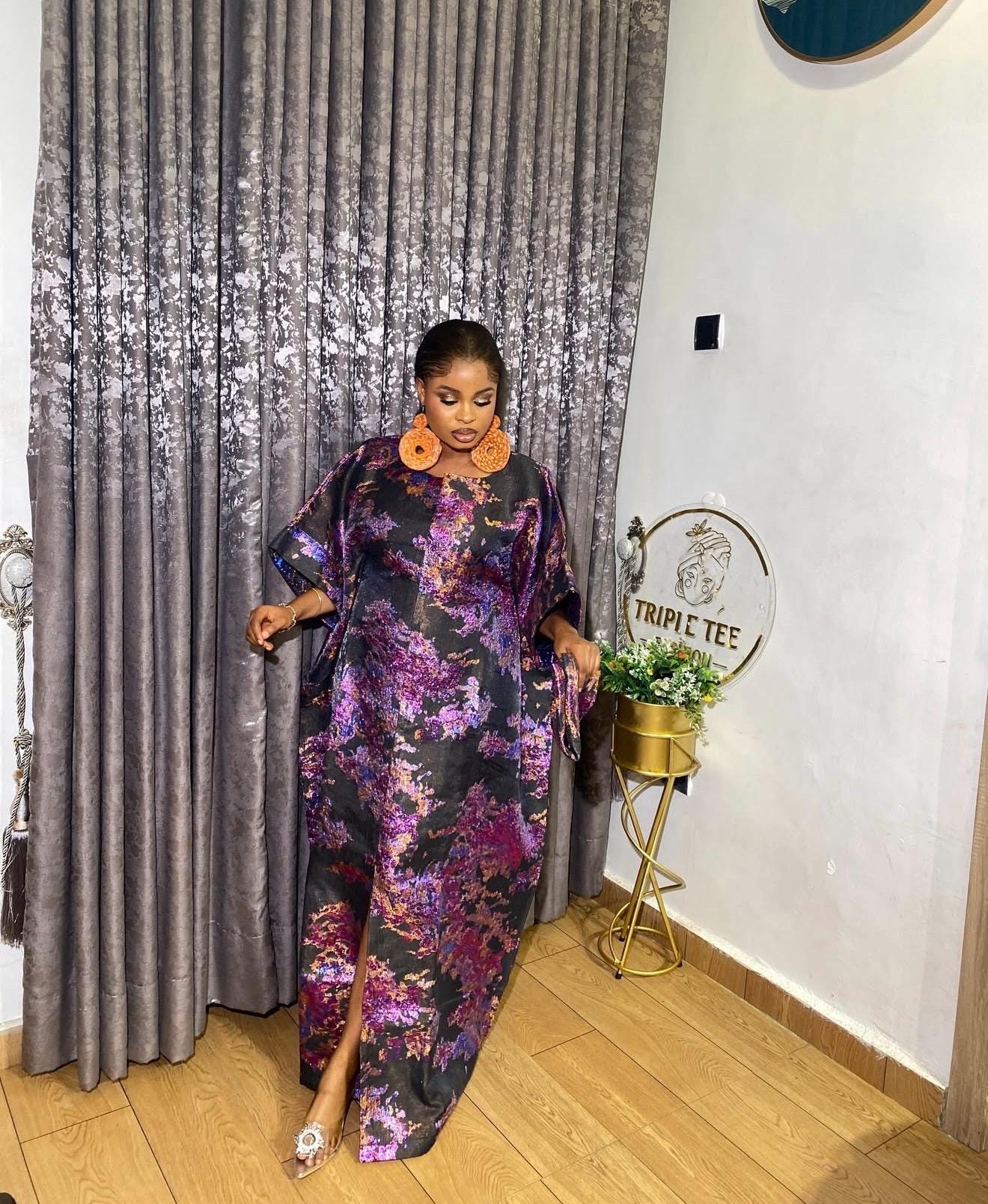 Luxury Brocade Boubou Dress | Nigerian Kaftan, Modesty Gown