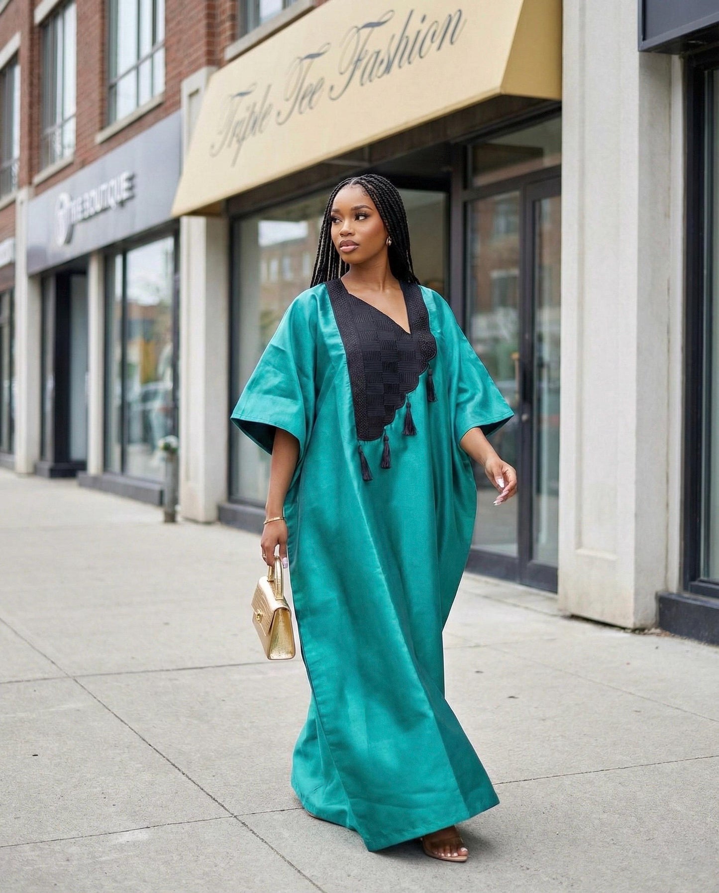 Embroidered Mikado Boubou Kaftan | African Party Dress with Scarf