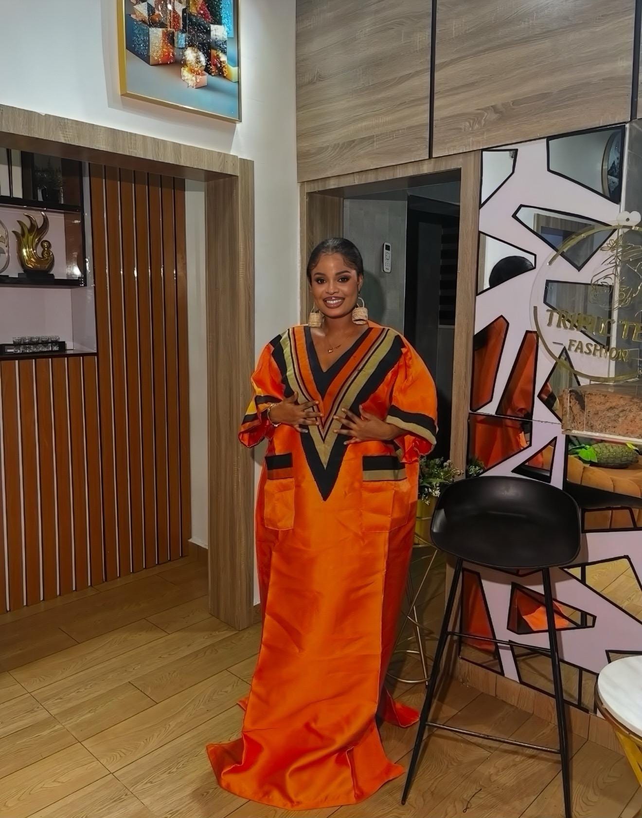 Mikado Boubou Kaftan with Aso Oke Detail | Nigerian Party Dress