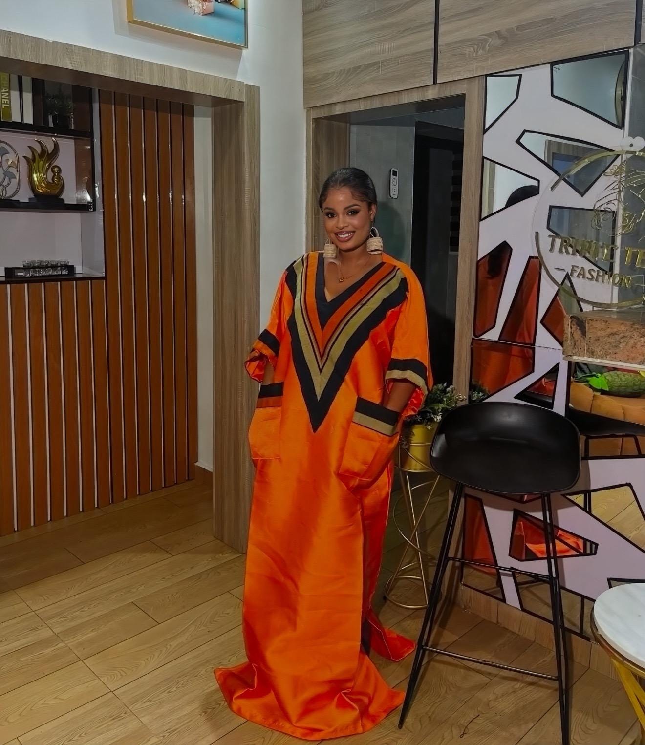 Mikado Boubou Kaftan with Aso Oke Detail | Nigerian Party Dress