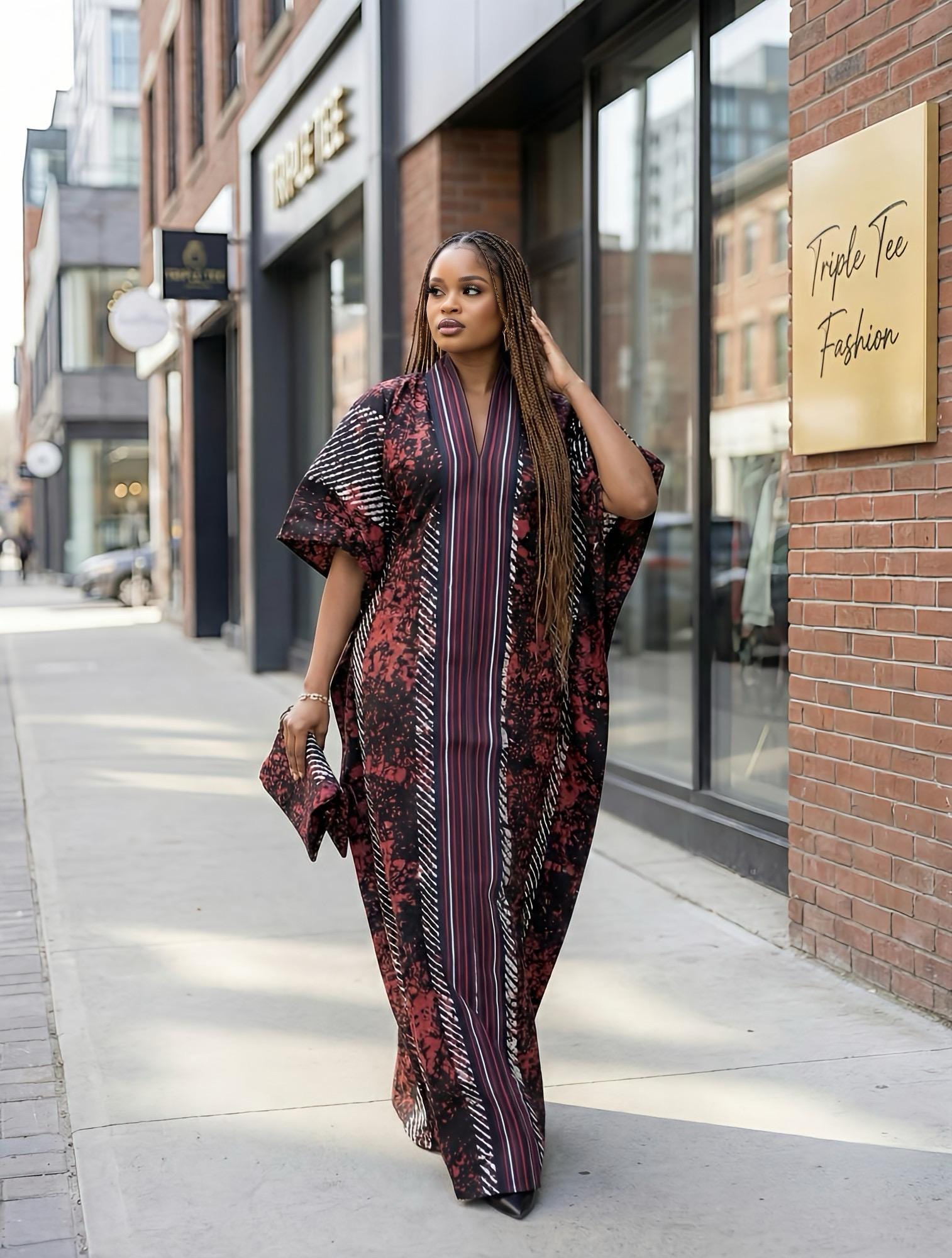 Handmade African Adire Batik Kaftan Dress | Nigerian Boubou