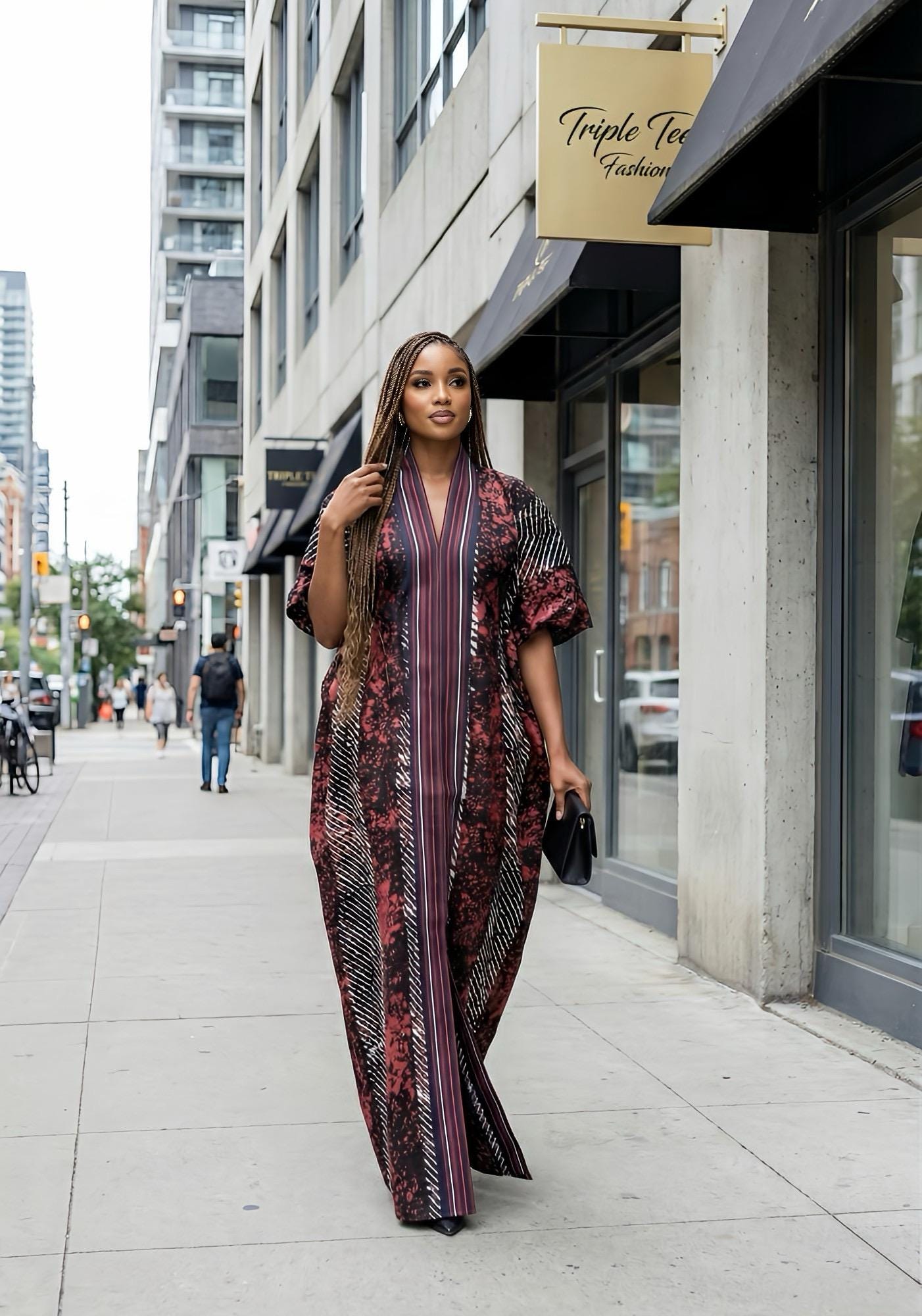 Handmade African Adire Batik Kaftan Dress | Nigerian Boubou