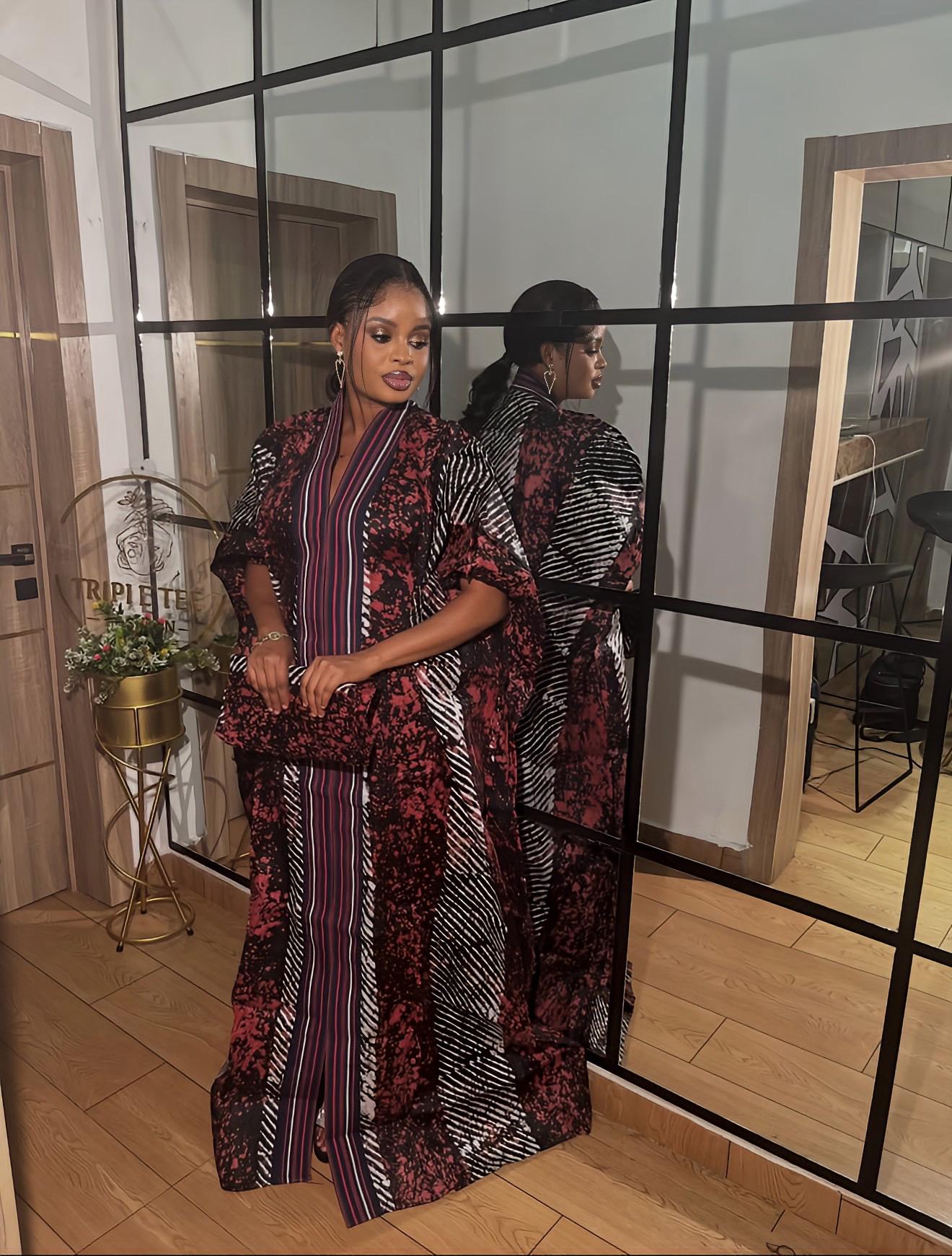 Handmade African Adire Batik Kaftan Dress | Nigerian Boubou