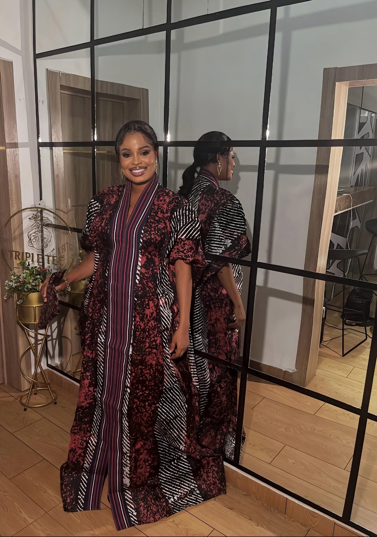 Handmade African Adire Batik Kaftan Dress | Nigerian Boubou