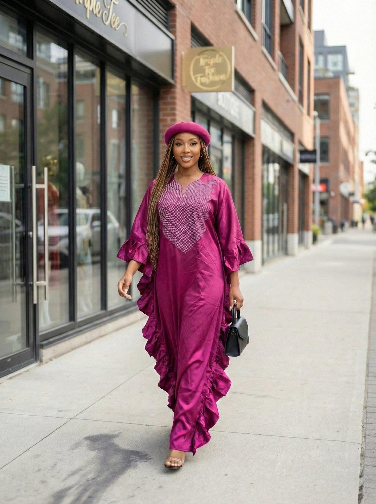 Crystal Duchess Silk Boubou Dress | African Kaftan with Headband