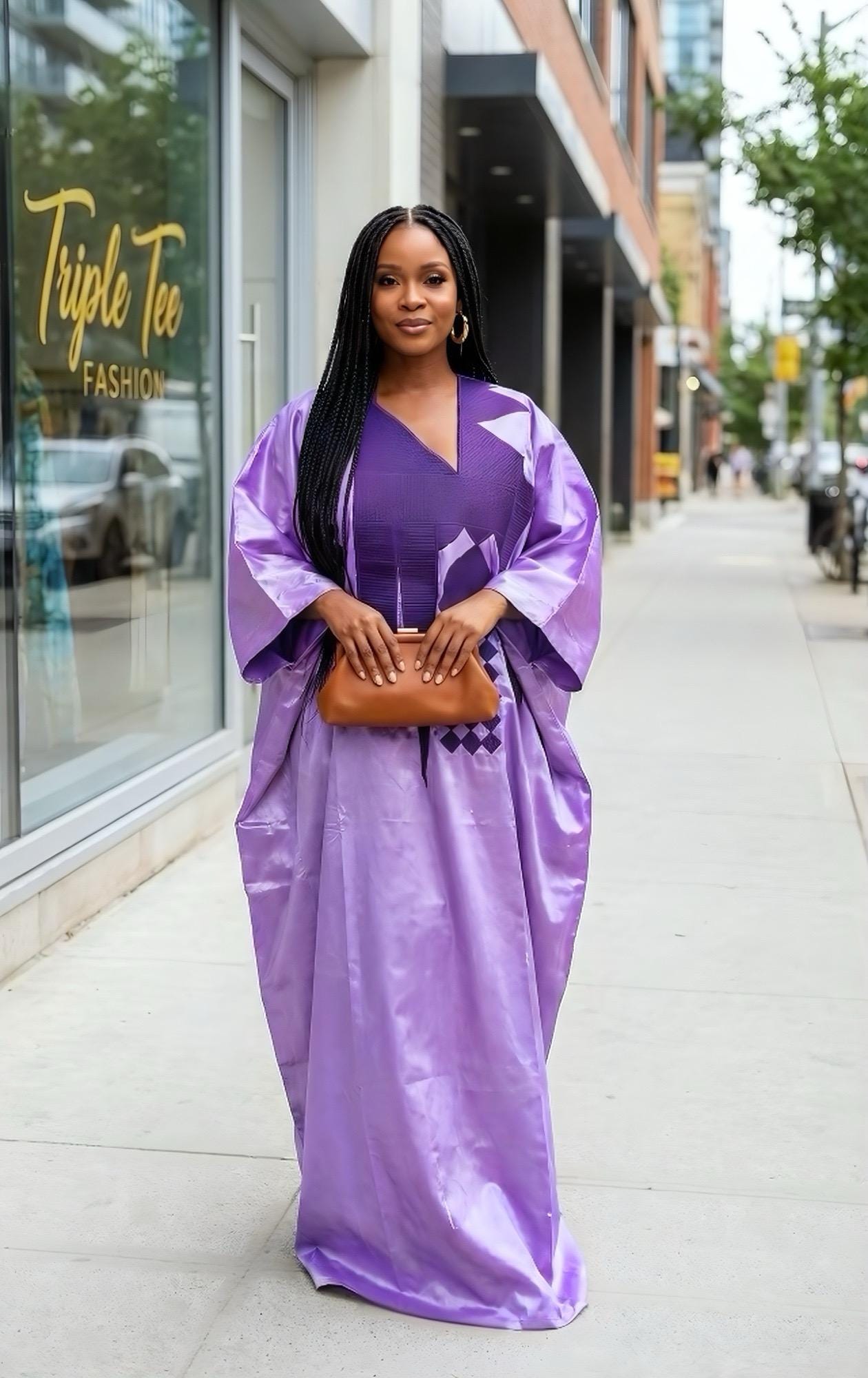 Embroidered Liquid Mikado Kaftan | African Boubou Dress with Turban