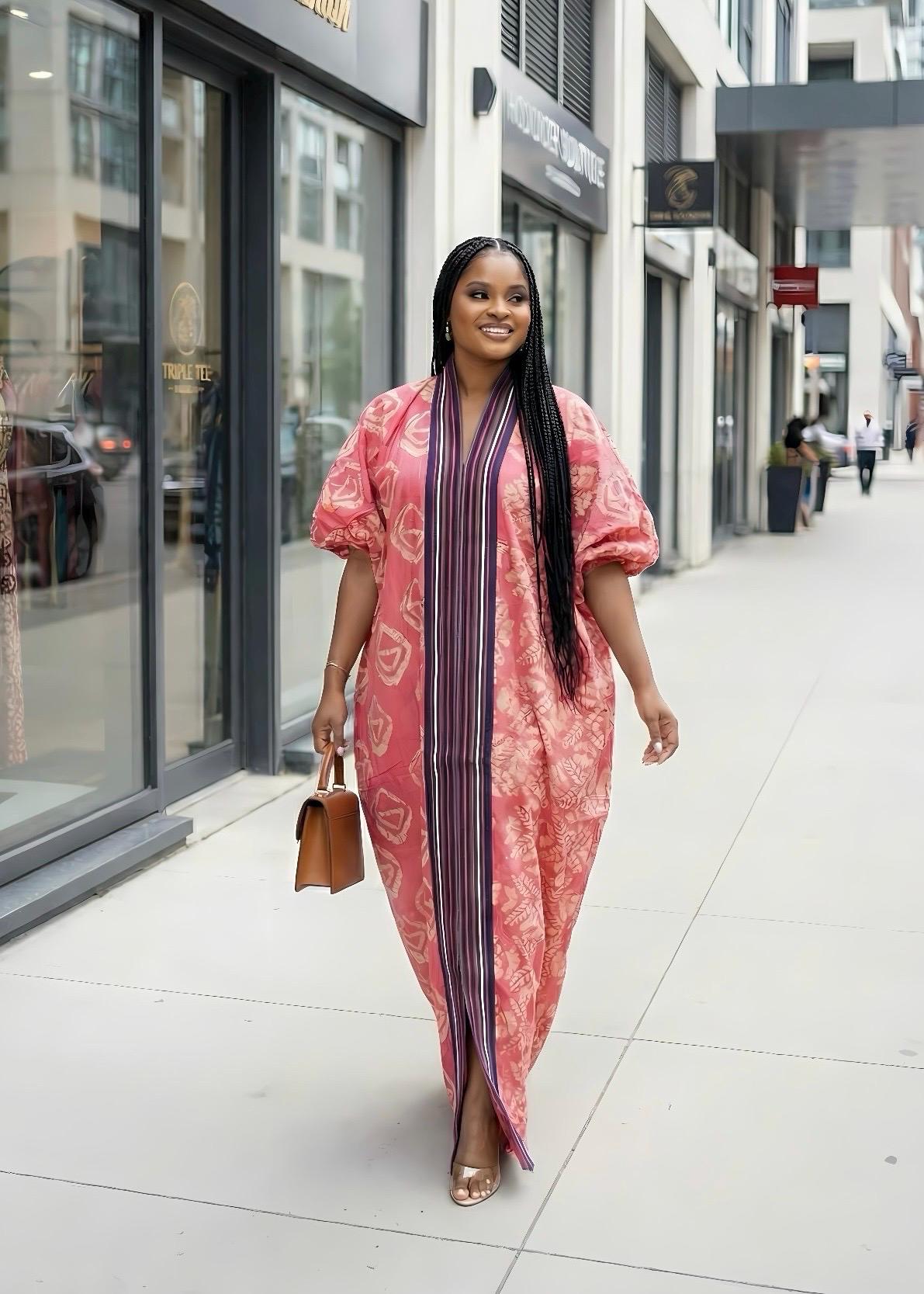 Handmade African Adire Batik Kaftan Dress | Nigerian Boubou