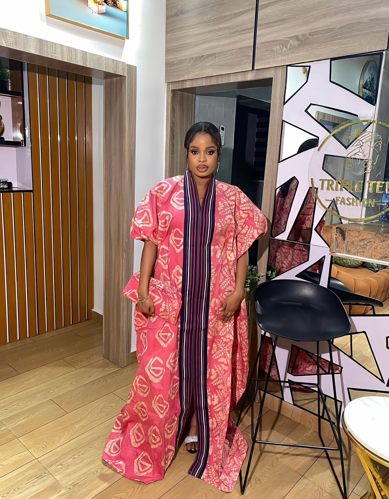 Handmade African Adire Batik Kaftan Dress | Nigerian Boubou