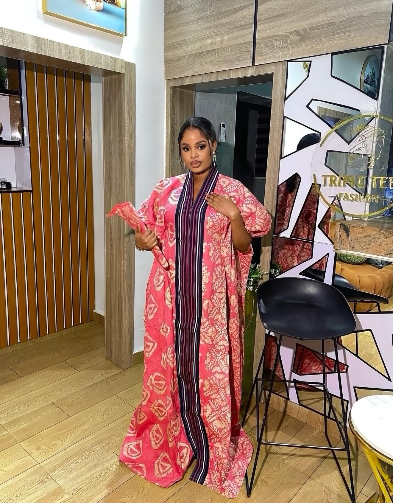 Handmade African Adire Batik Kaftan Dress | Nigerian Boubou