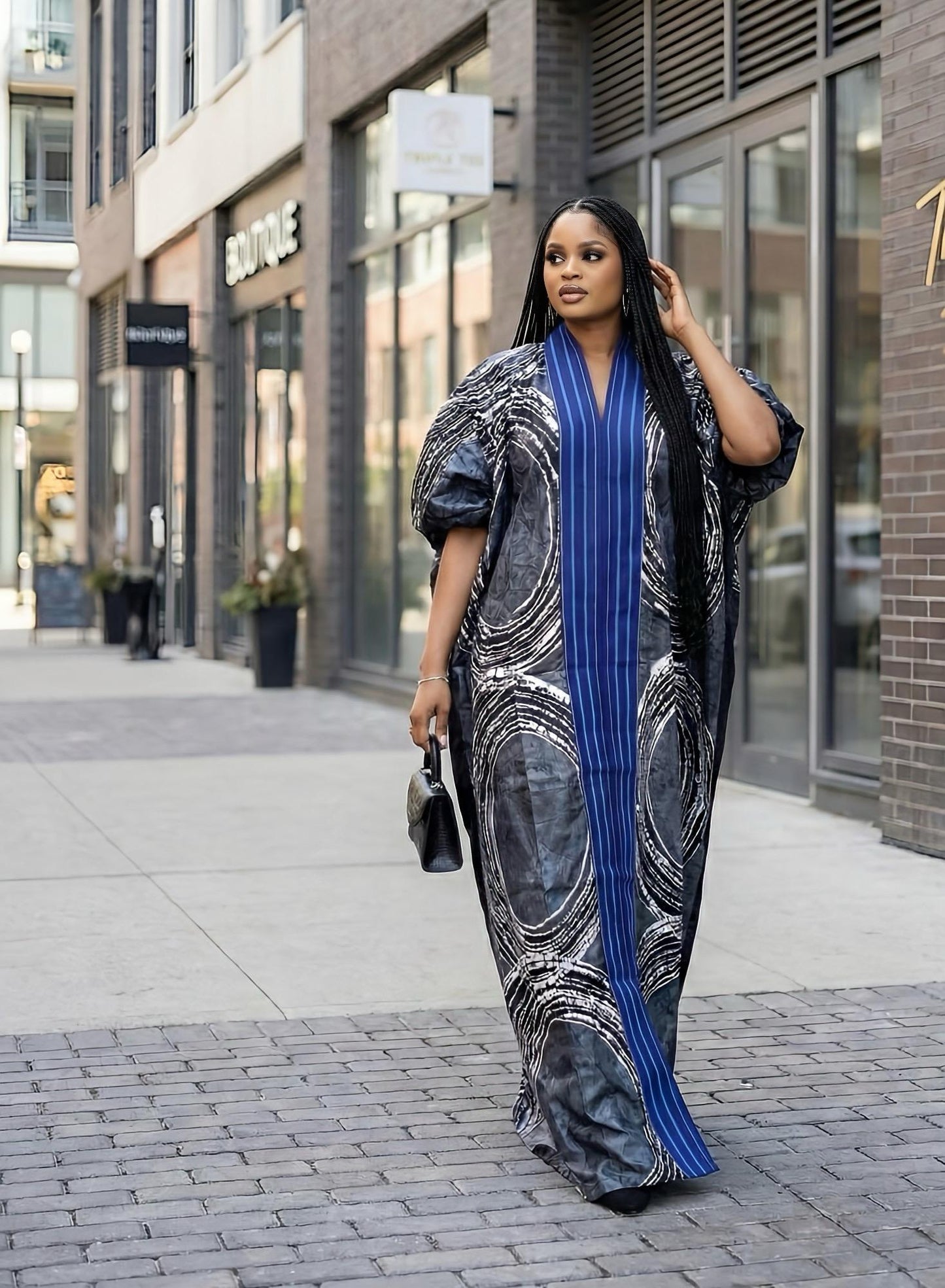Handmade African Adire Batik Kaftan Dress | Nigerian Boubou