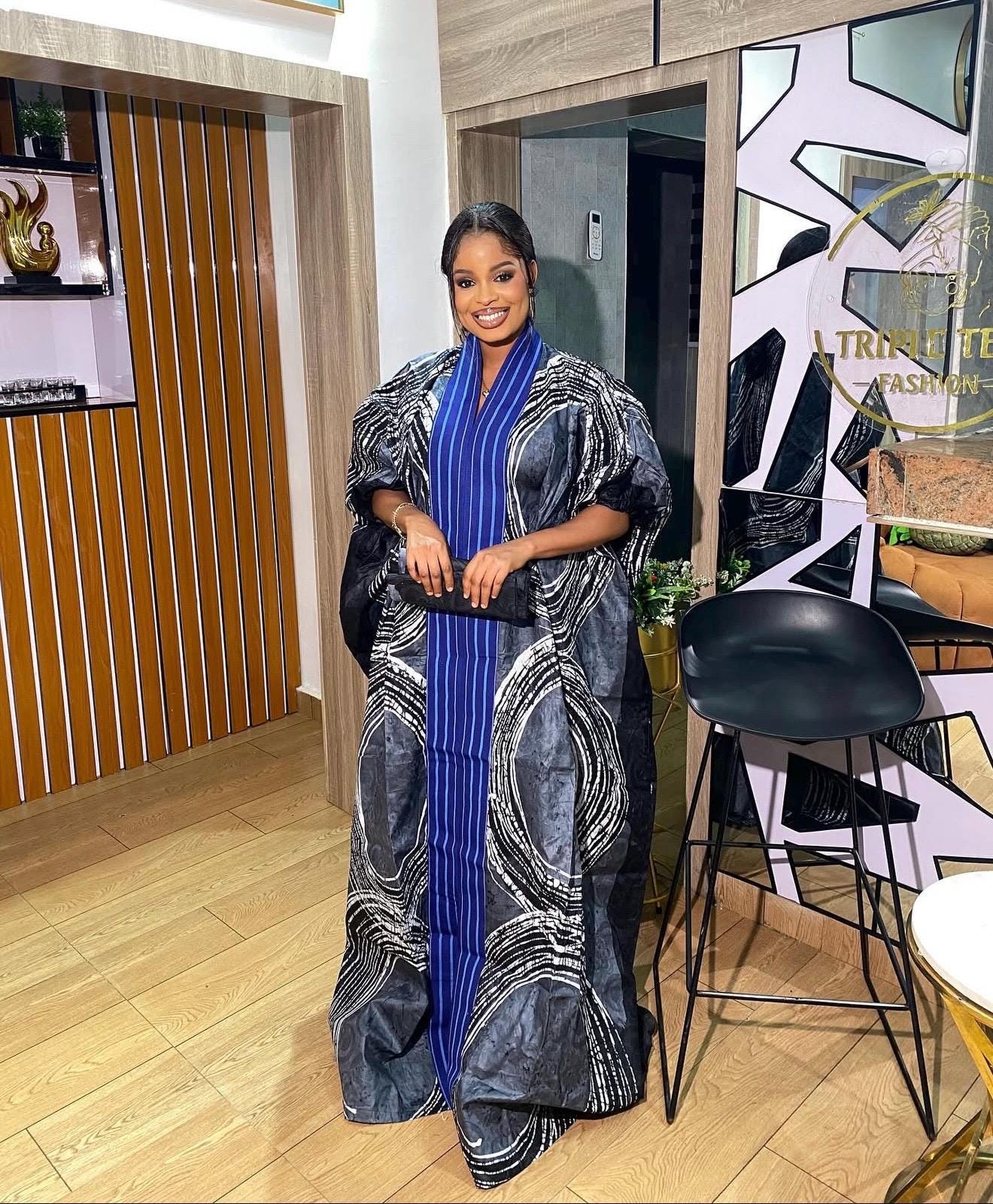 Handmade African Adire Batik Kaftan Dress | Nigerian Boubou
