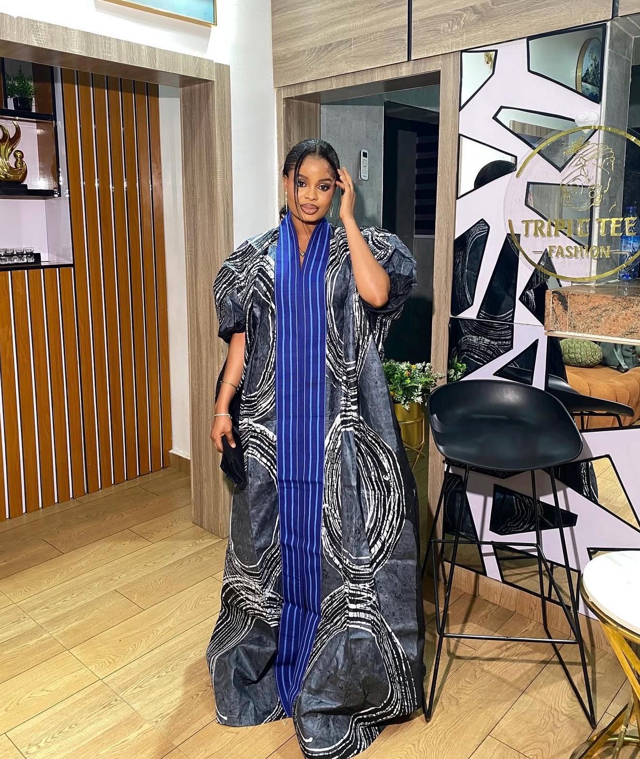 Handmade African Adire Batik Kaftan Dress | Nigerian Boubou