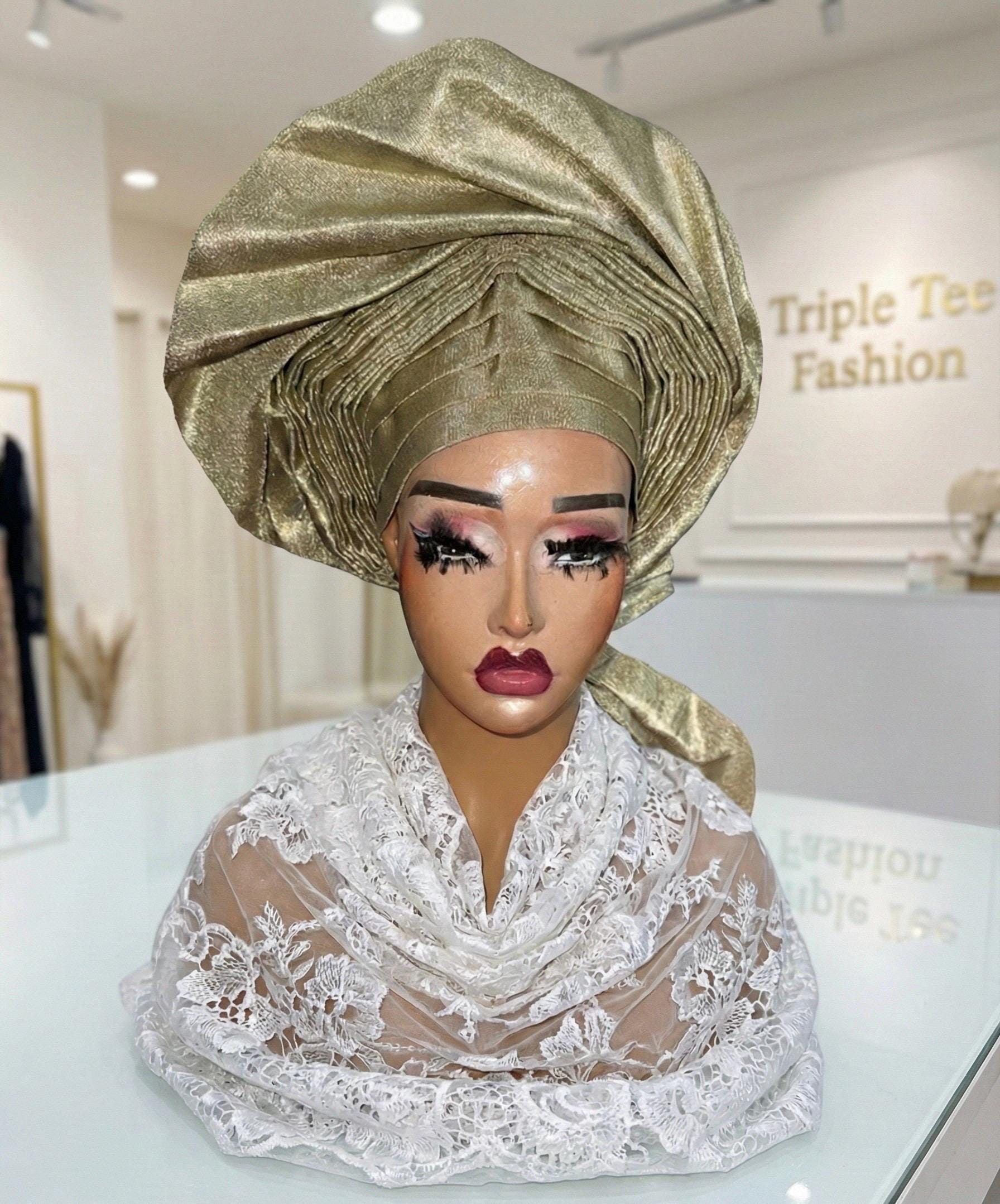 Pretied Aso Oke Gele | Ready-to-Wear Nigerian Headwrap