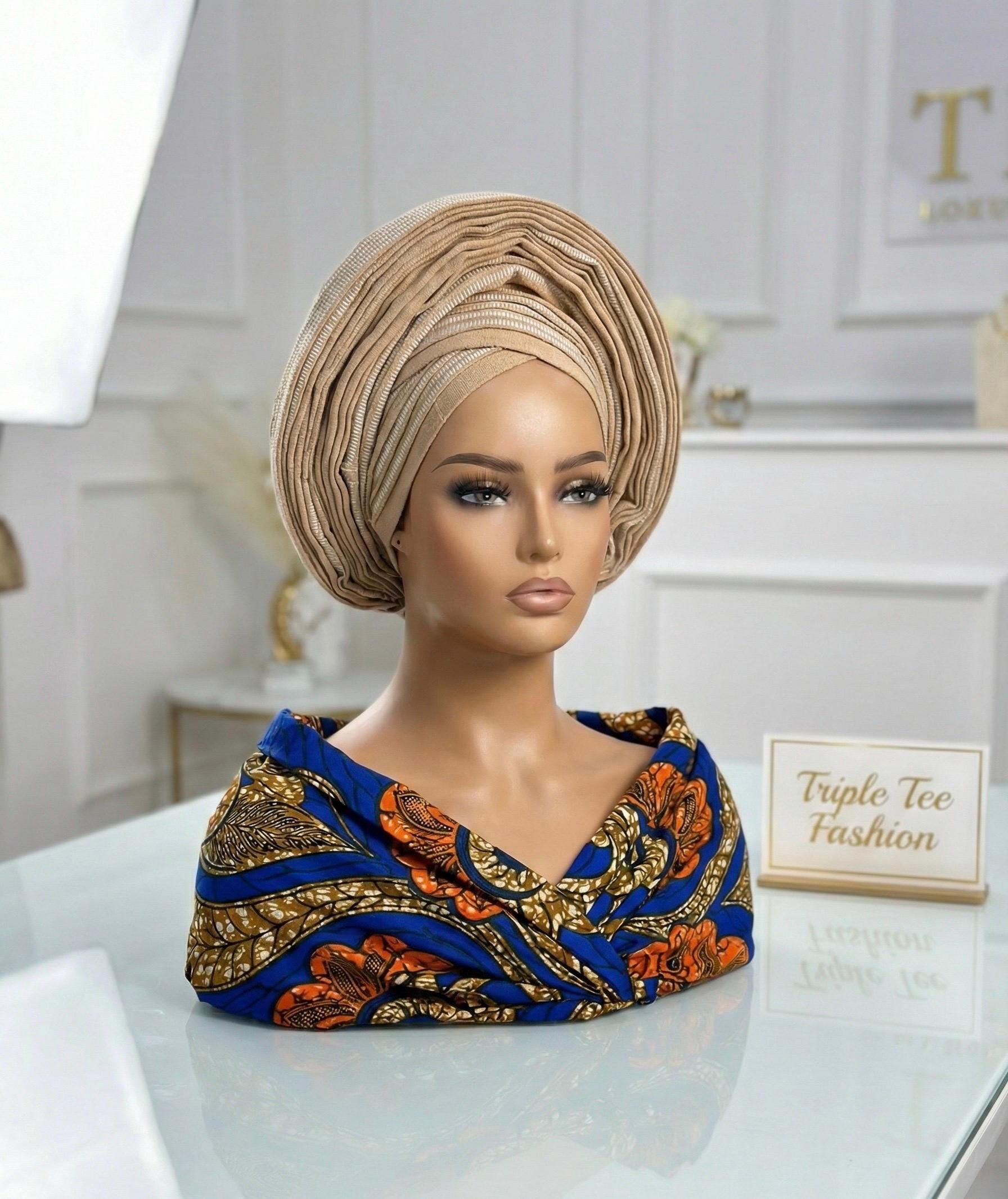 Pretied Aso Oke Gele | Ready-to-Wear Nigerian Headwrap