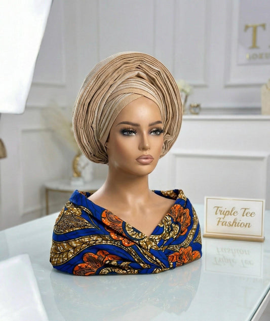 Pretied Aso Oke Gele | Ready-to-Wear Nigerian Headwrap
