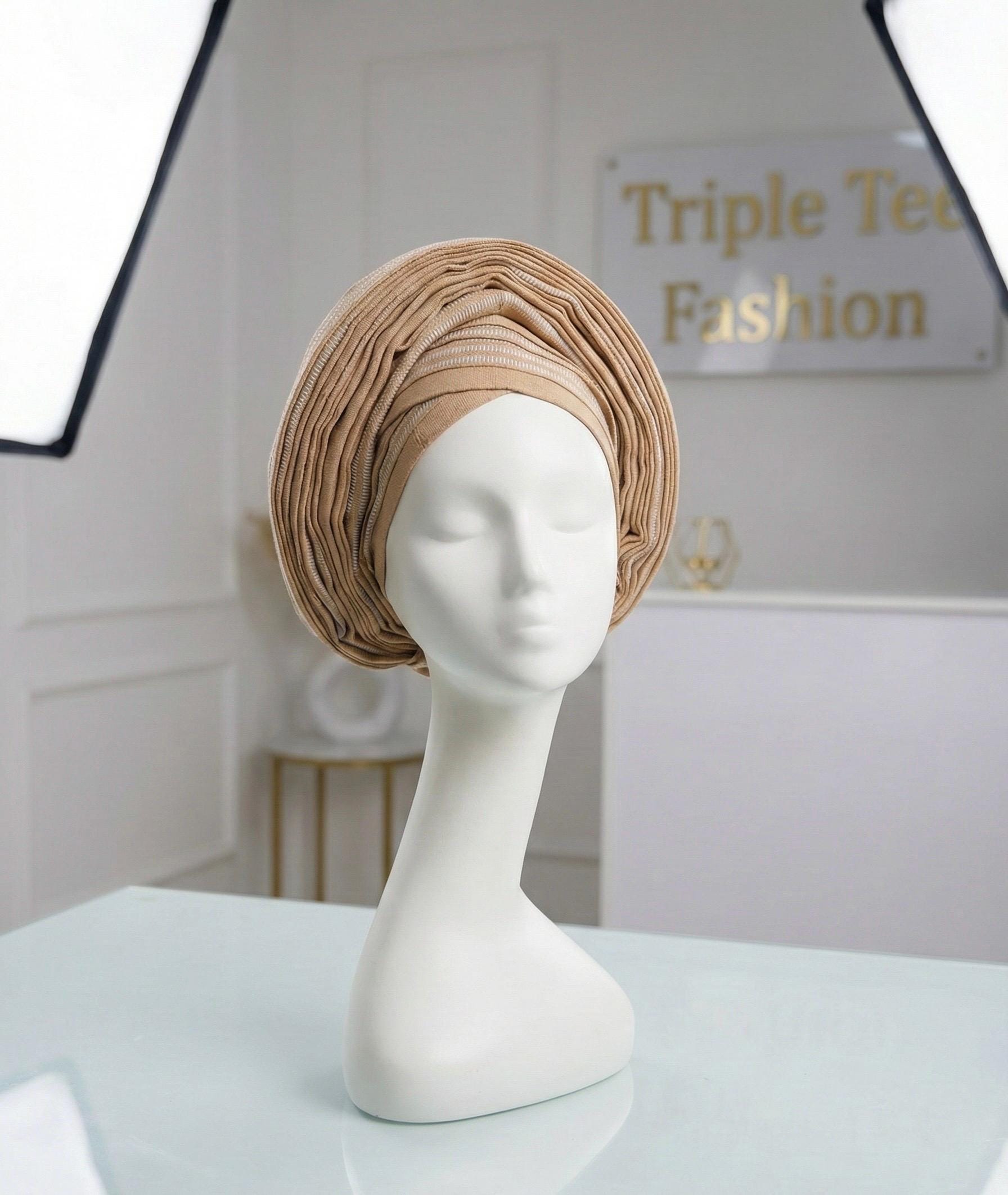 Pretied Aso Oke Gele | Ready-to-Wear Nigerian Headwrap